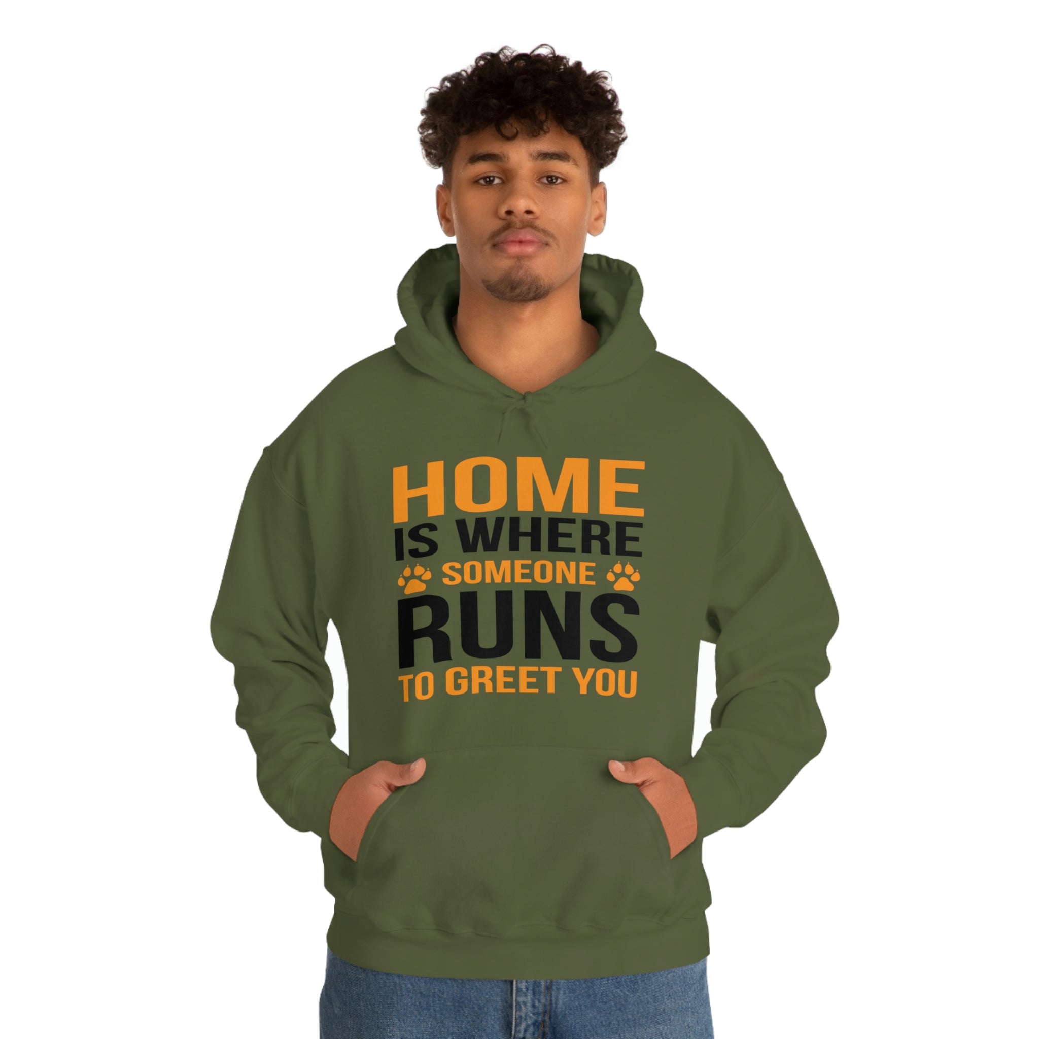 Home Is Where Someone Runs To Greet You - Unisex Heavy Blend™ Hooded Sweatshirt