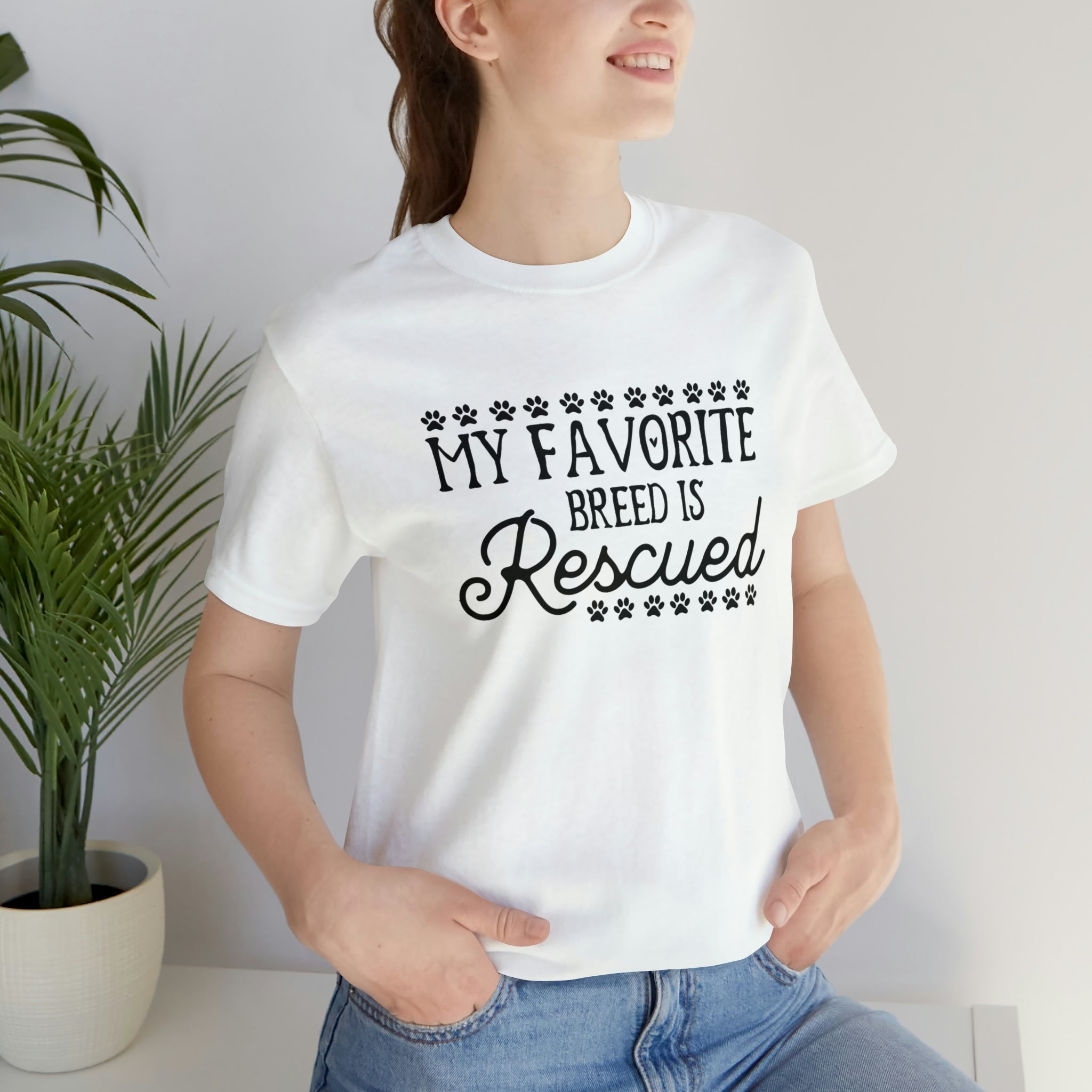 My Favorite Breed Is Rescued - Unisex Jersey Short Sleeve Tee