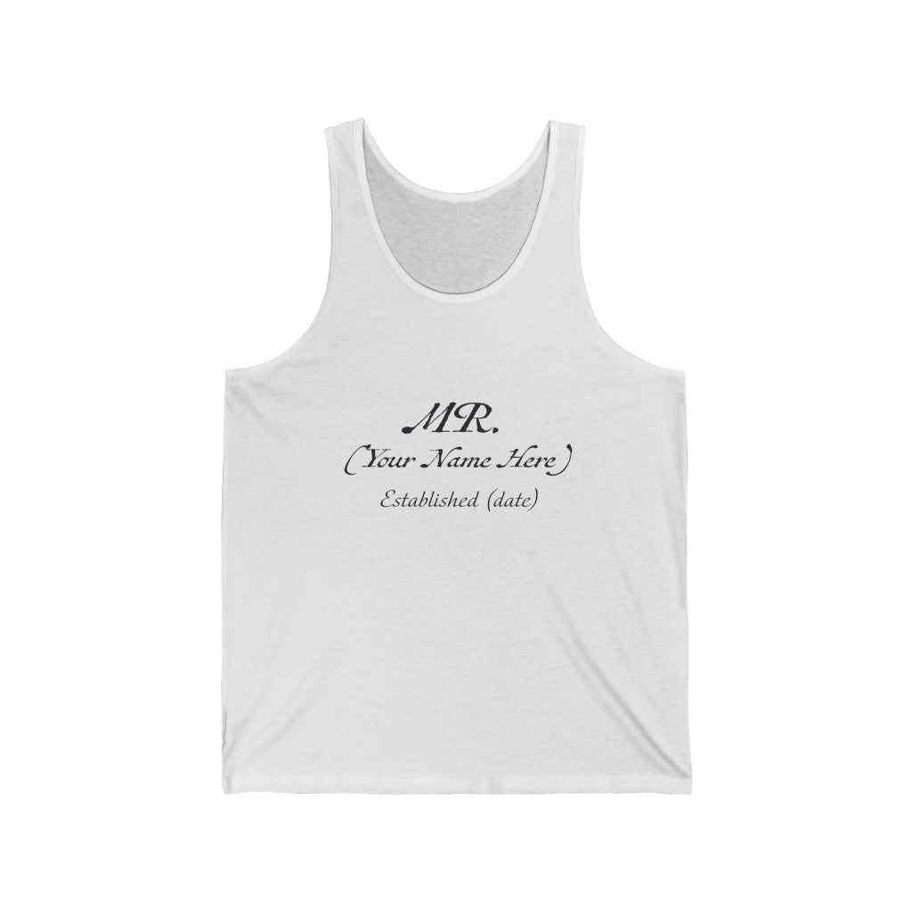 Mr. Established Wedding Date & Name Customizable - Unisex Jersey Tank Top