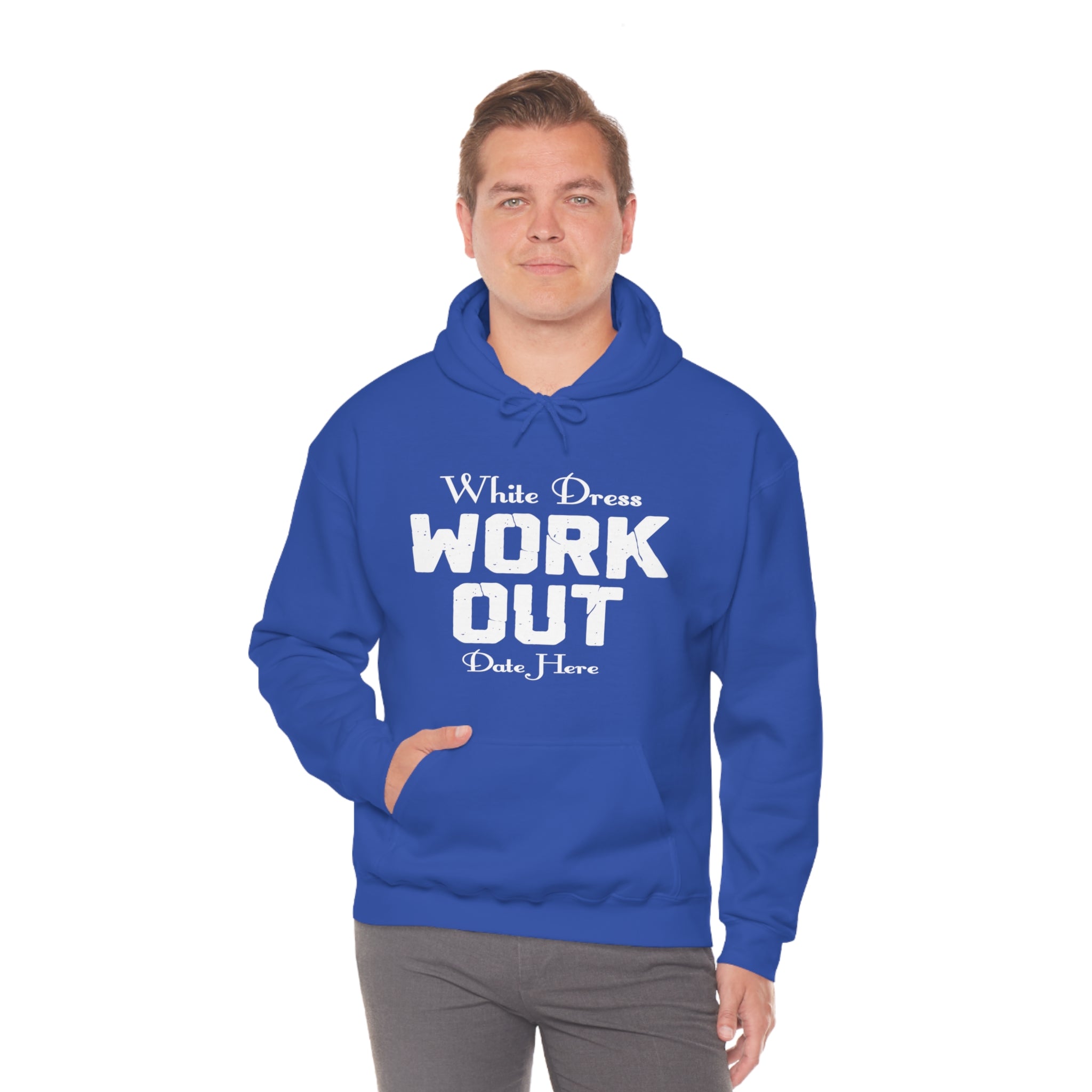 White Dress Work Out Wedding Date Customizable - Unisex Heavy Blend™ Hooded Sweatshirt