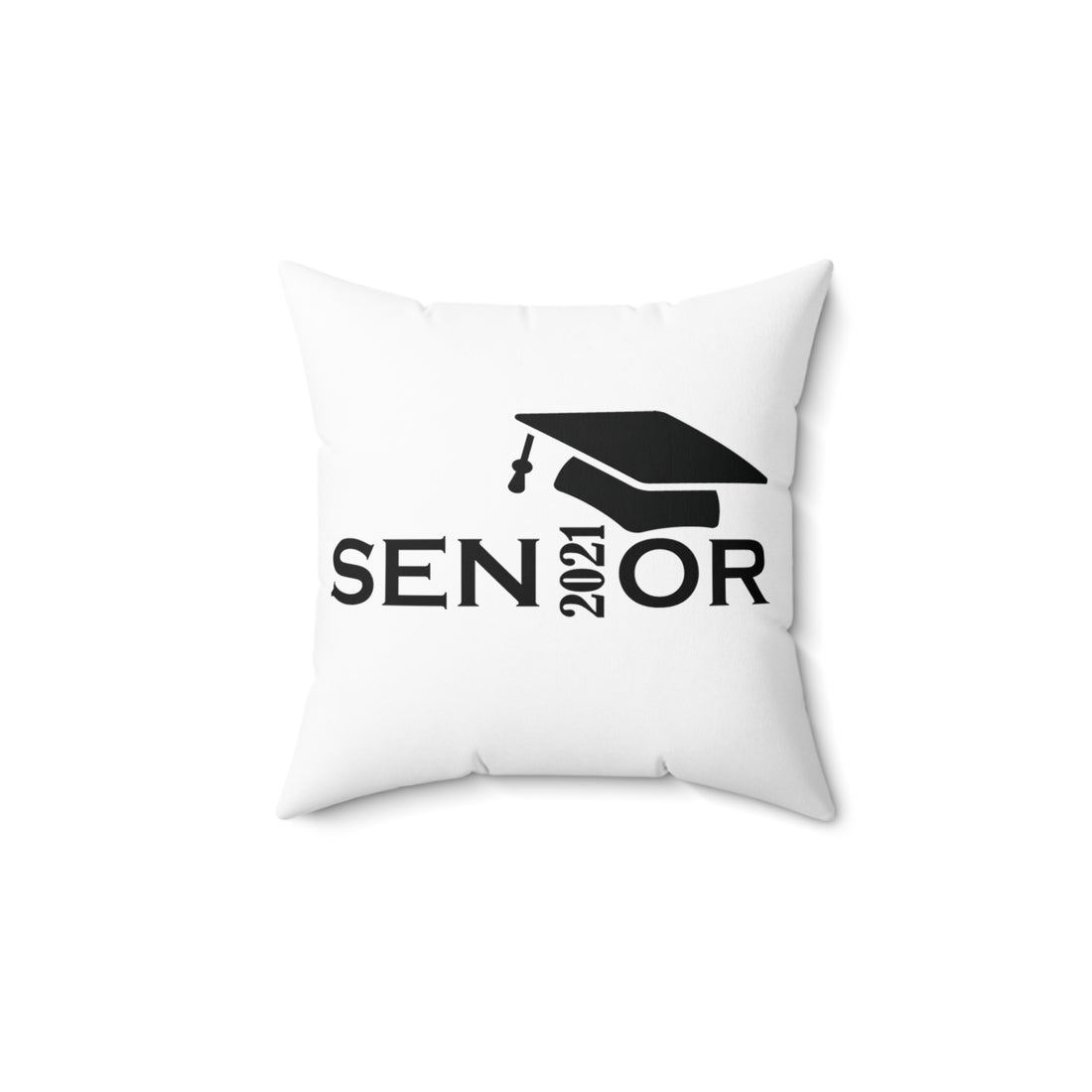 Senior Cap With Class Year Customizable - White Pillow