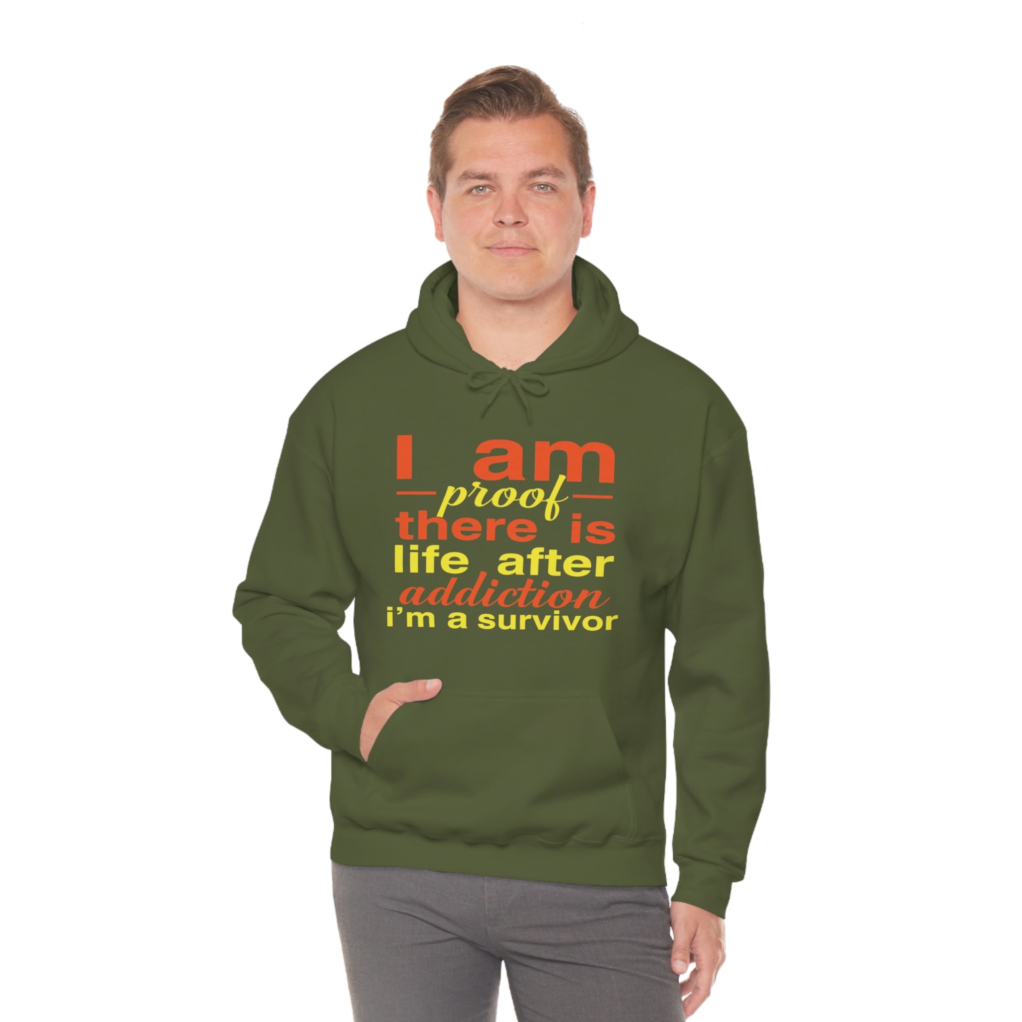 I Am Proof There Is Life After Addiction - Unisex Heavy Blend™ Hooded Sweatshirt