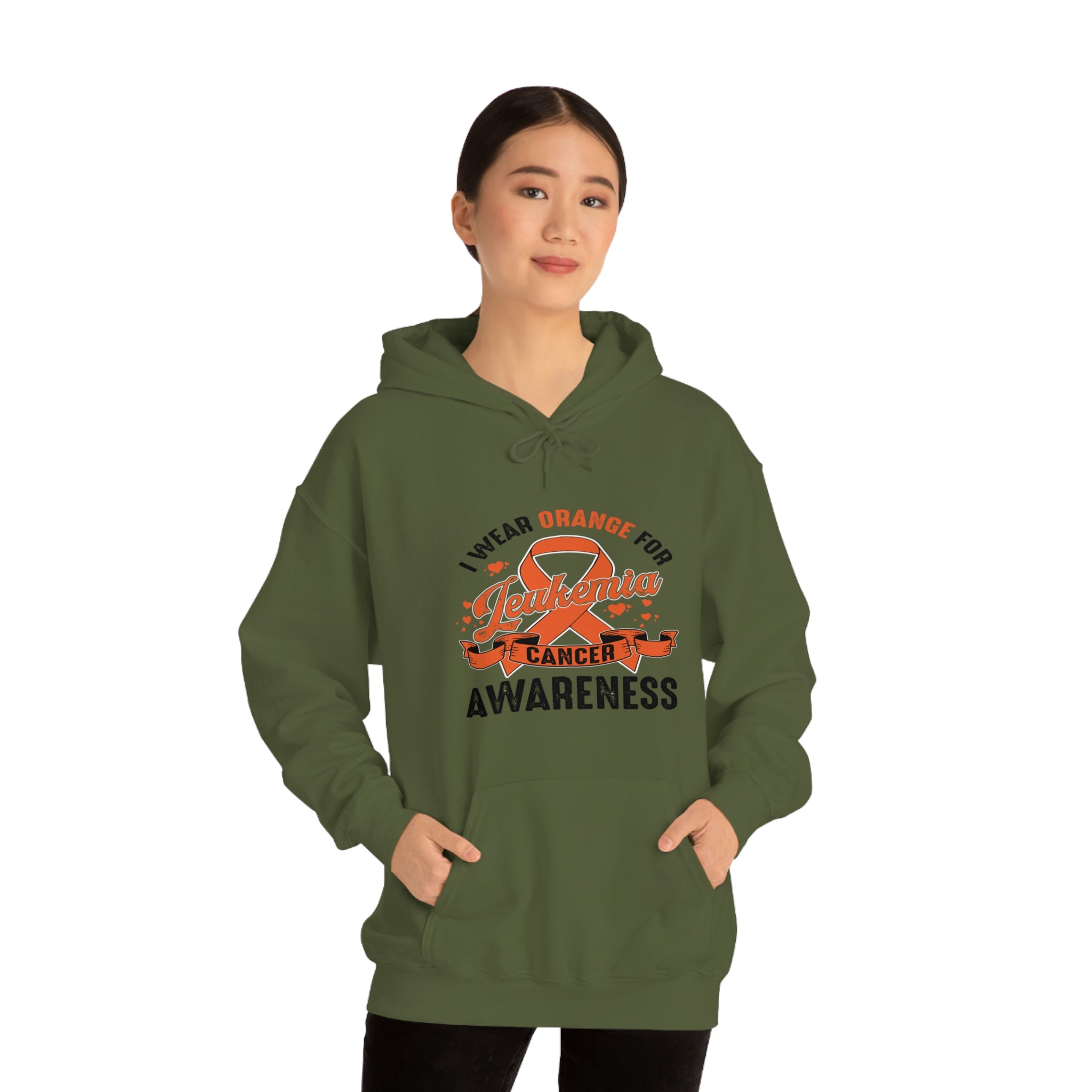 I Wear Orange For Leukemia Cancer Awareness - Unisex Heavy Blend™ Hooded Sweatshirt