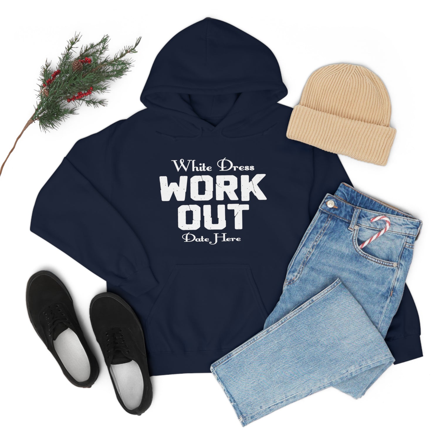 White Dress Work Out Wedding Date Customizable - Unisex Heavy Blend™ Hooded Sweatshirt