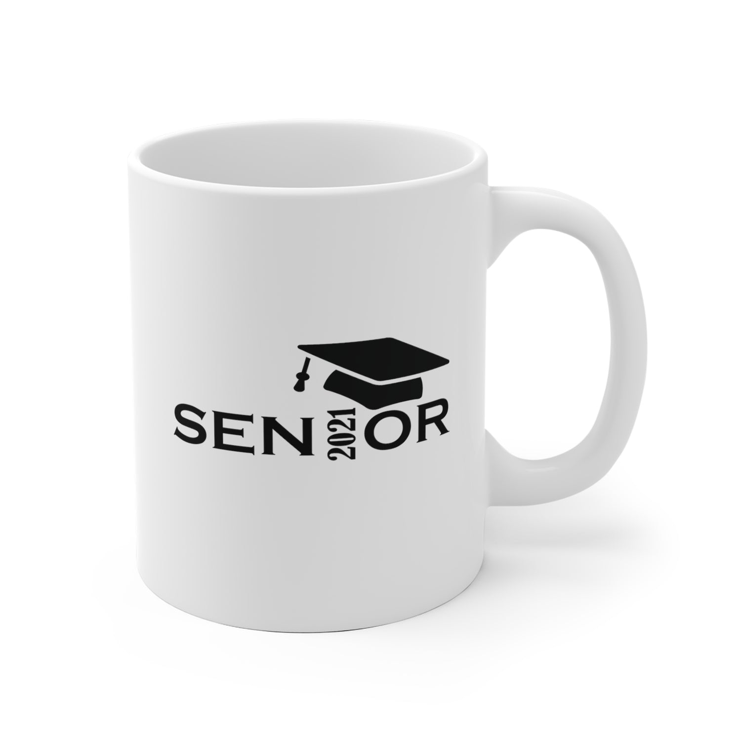 Senior Cap With Class Year Customizable - White Ceramic Mug 2 sizes Available