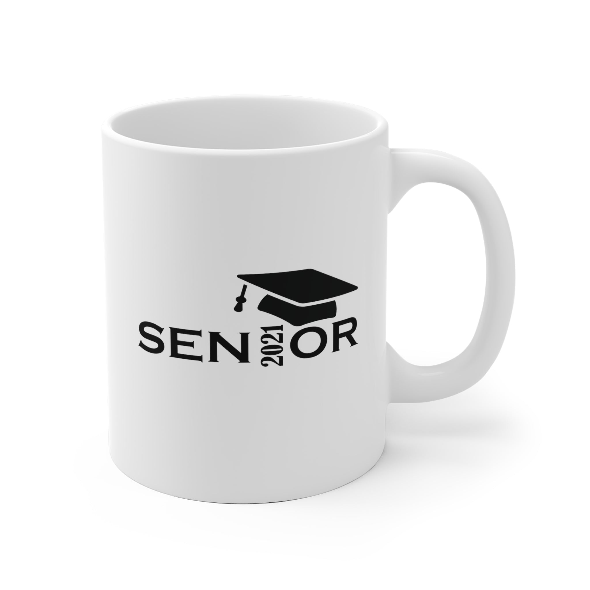 Senior Cap With Class Year Customizable - White Ceramic Mug 2 sizes Available