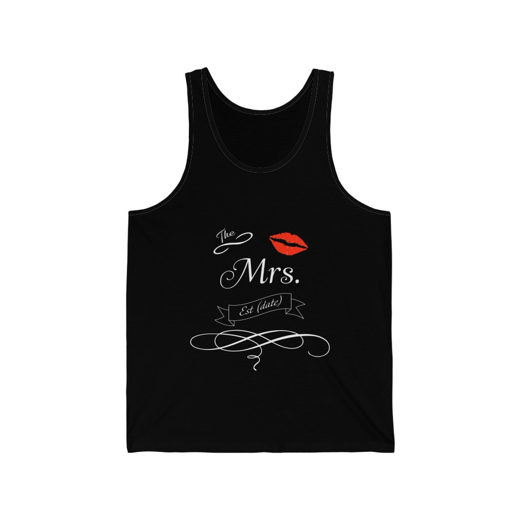 The Mrs. Established Wedding Date Customizable - Unisex Jersey Tank Top
