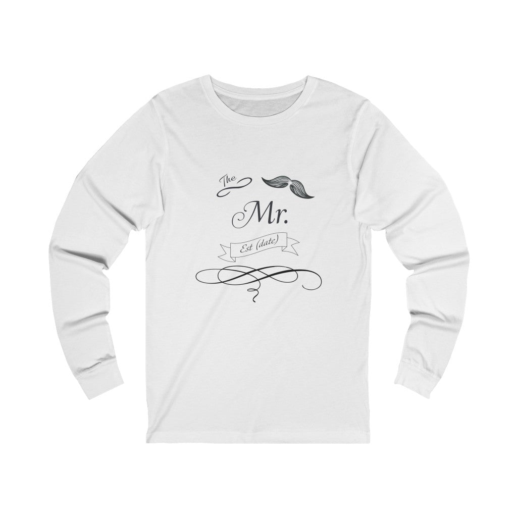 The Mr. Established Wedding Date Customizable - Unisex Jersey Long Sleeve Tee