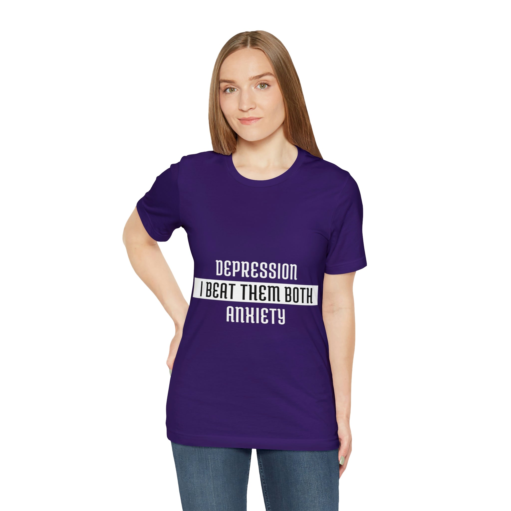 Depression & Anxiety I Beat Then Both - Unisex Jersey Short Sleeve Tee