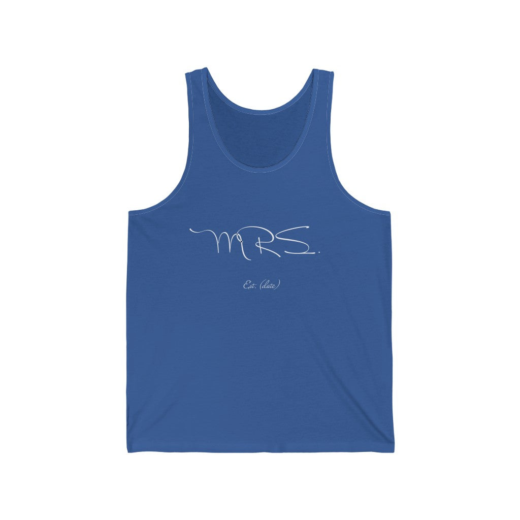 Mrs. Established Wedding Date Customizable - Unisex Jersey Tank Top