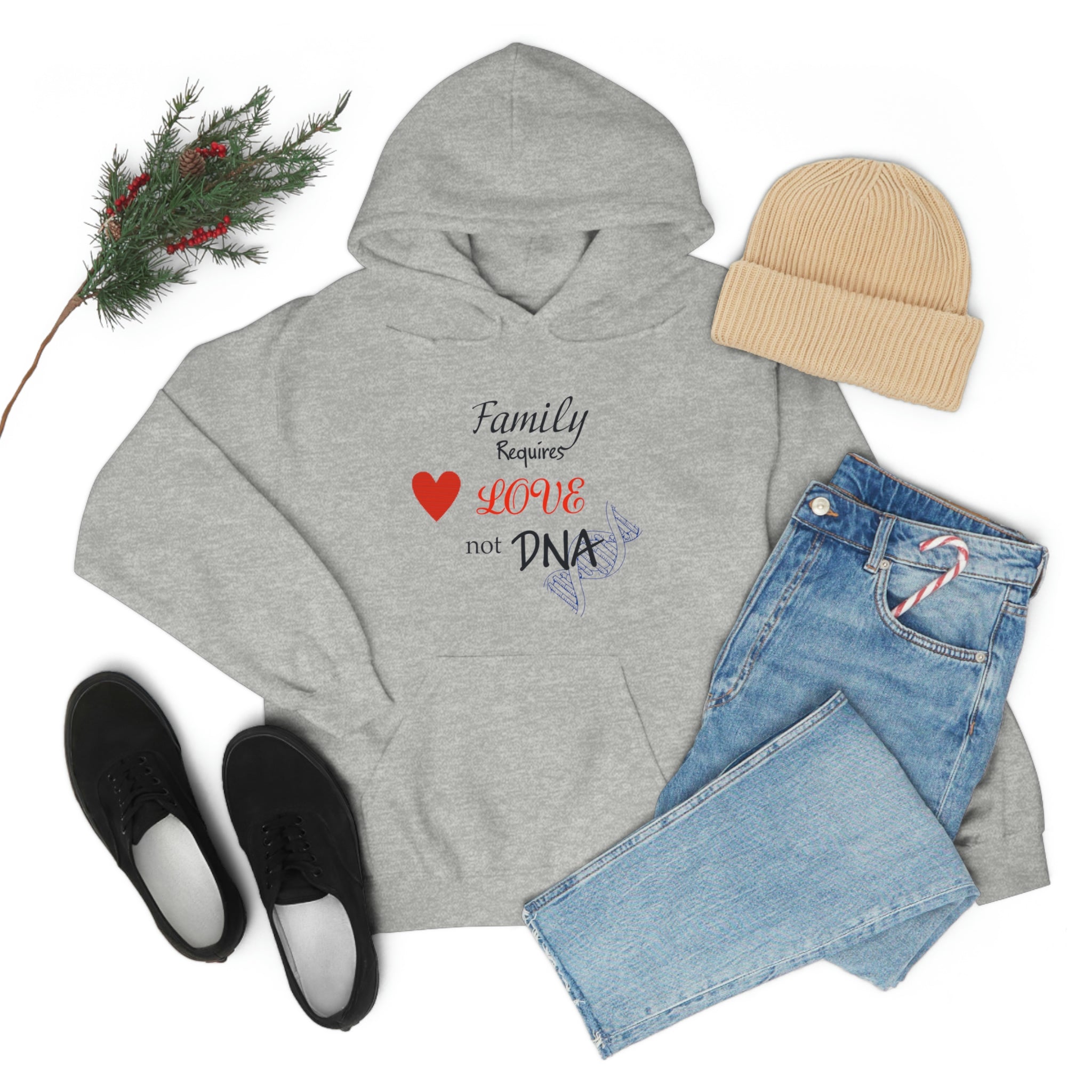 Family Requires Love Not DNA - Unisex Heavy Blend™ Hooded Sweatshirt