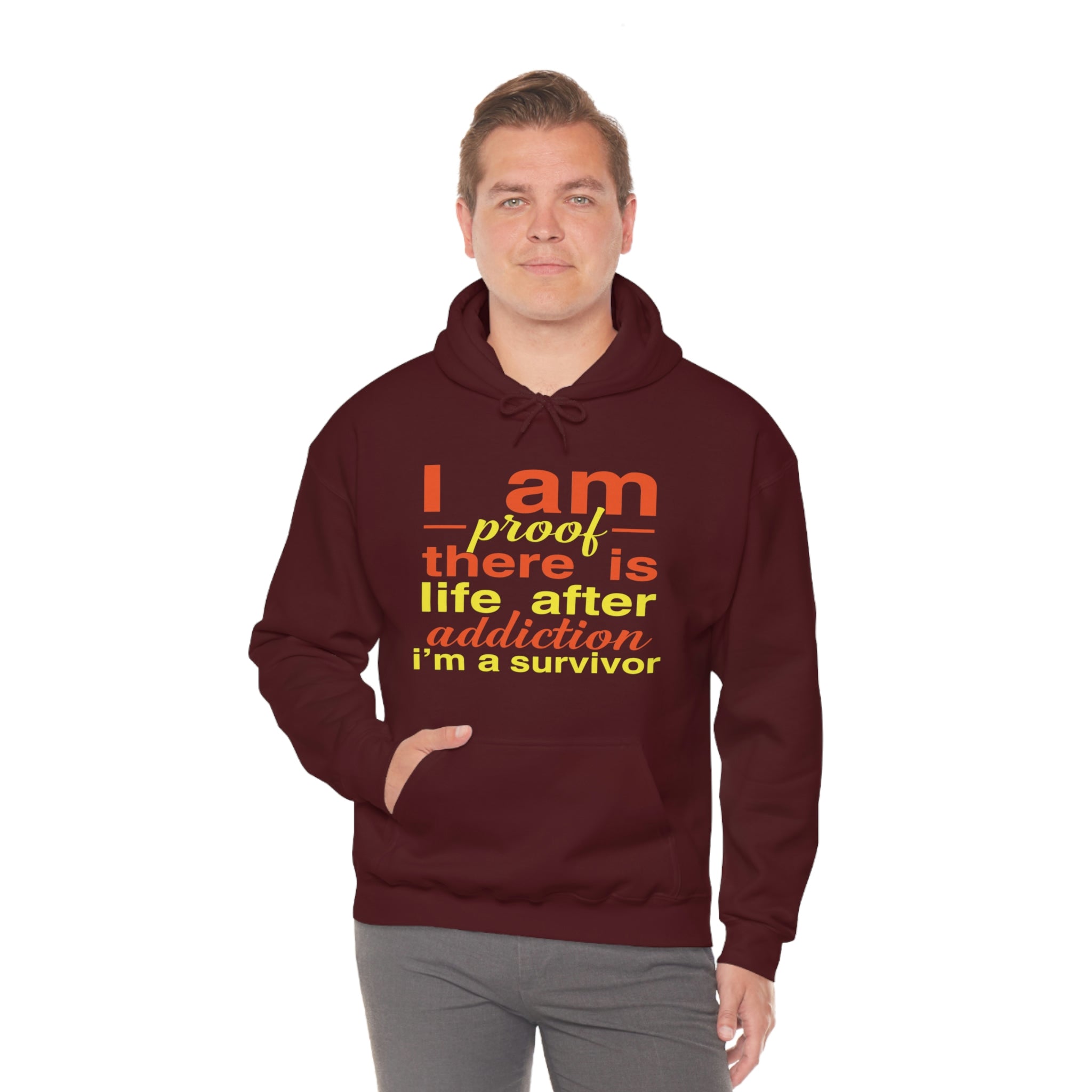 I Am Proof There Is Life After Addiction - Unisex Heavy Blend™ Hooded Sweatshirt