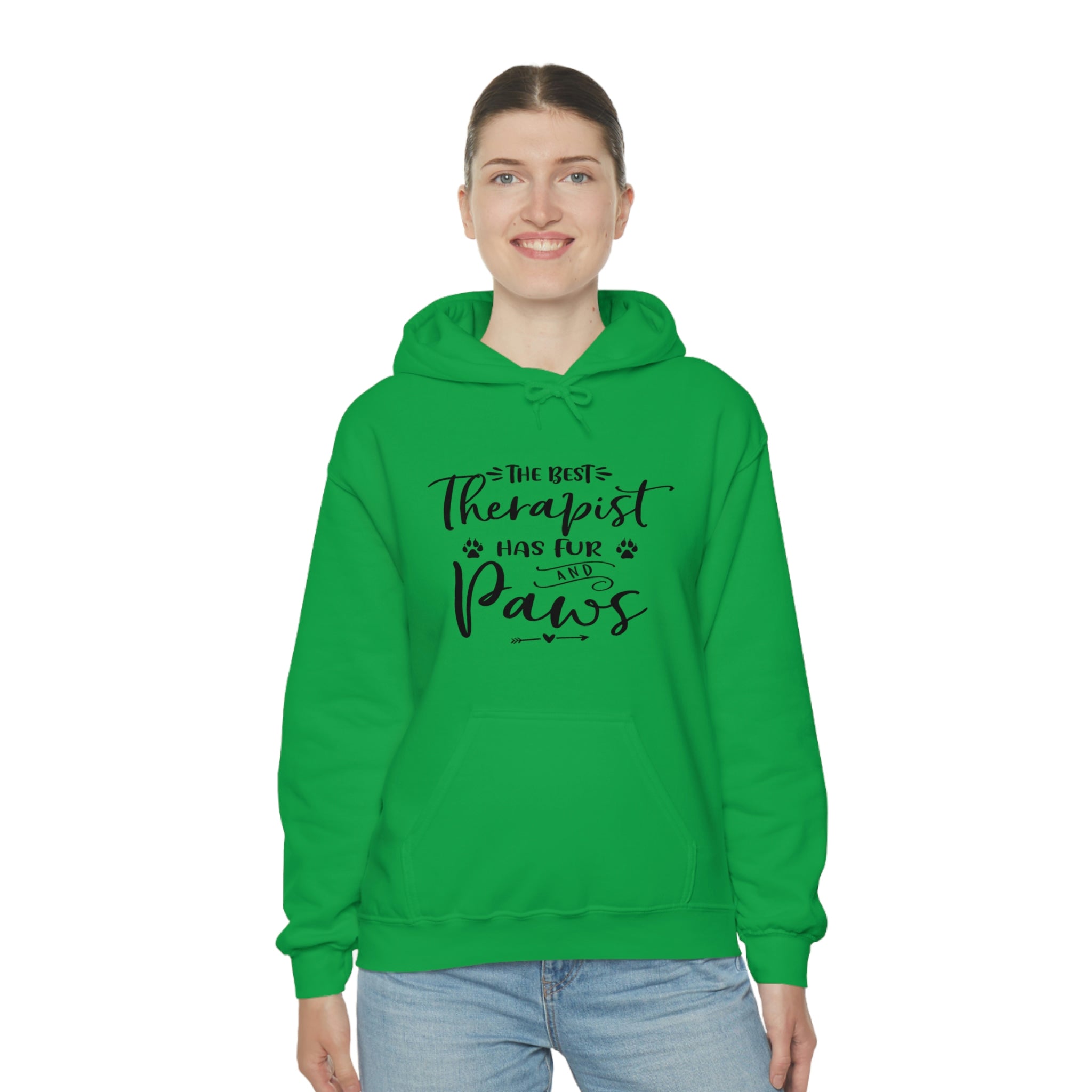 The Best Therapist Has Fur & Paws - Unisex Heavy Blend™ Hooded Sweatshirt