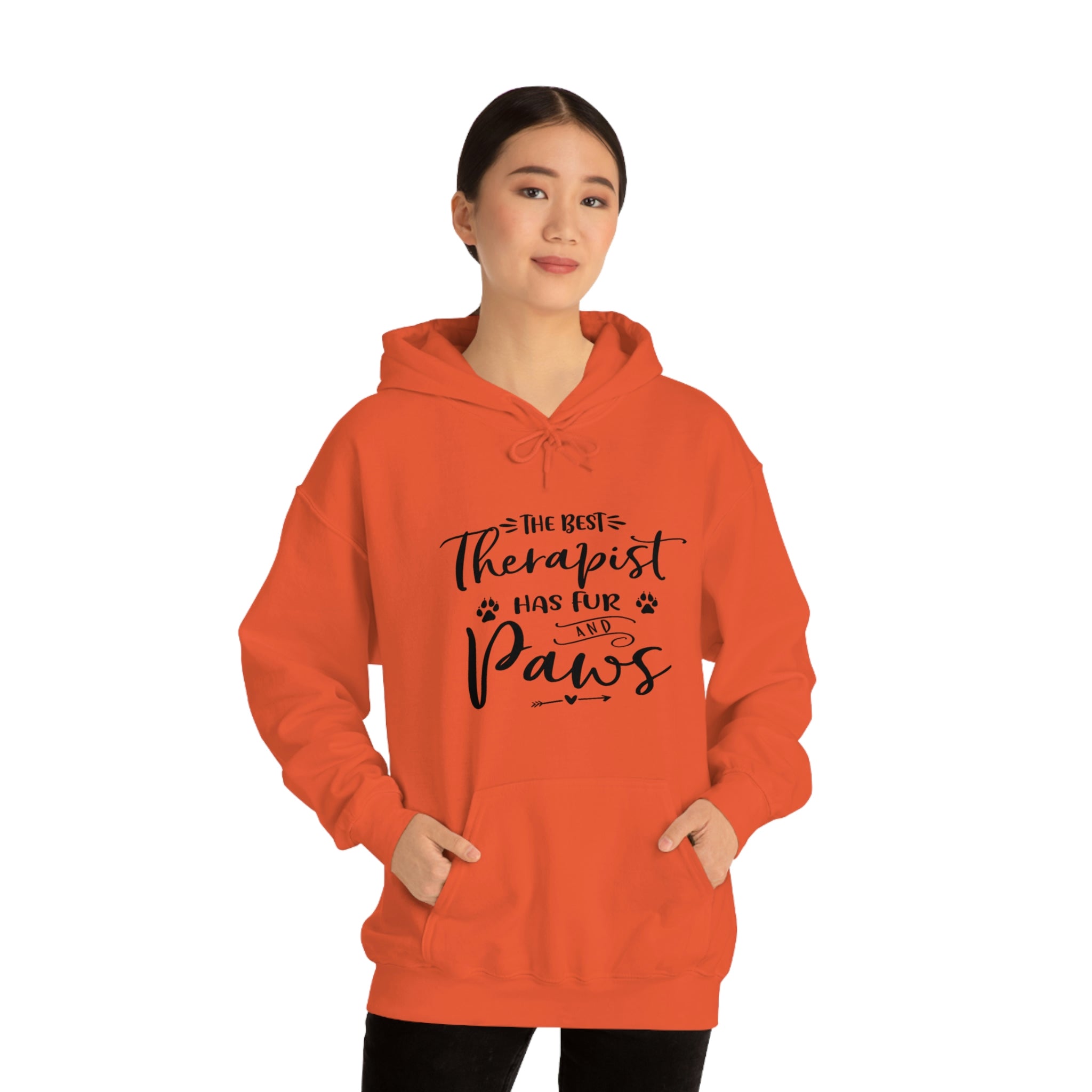 The Best Therapist Has Fur & Paws - Unisex Heavy Blend™ Hooded Sweatshirt