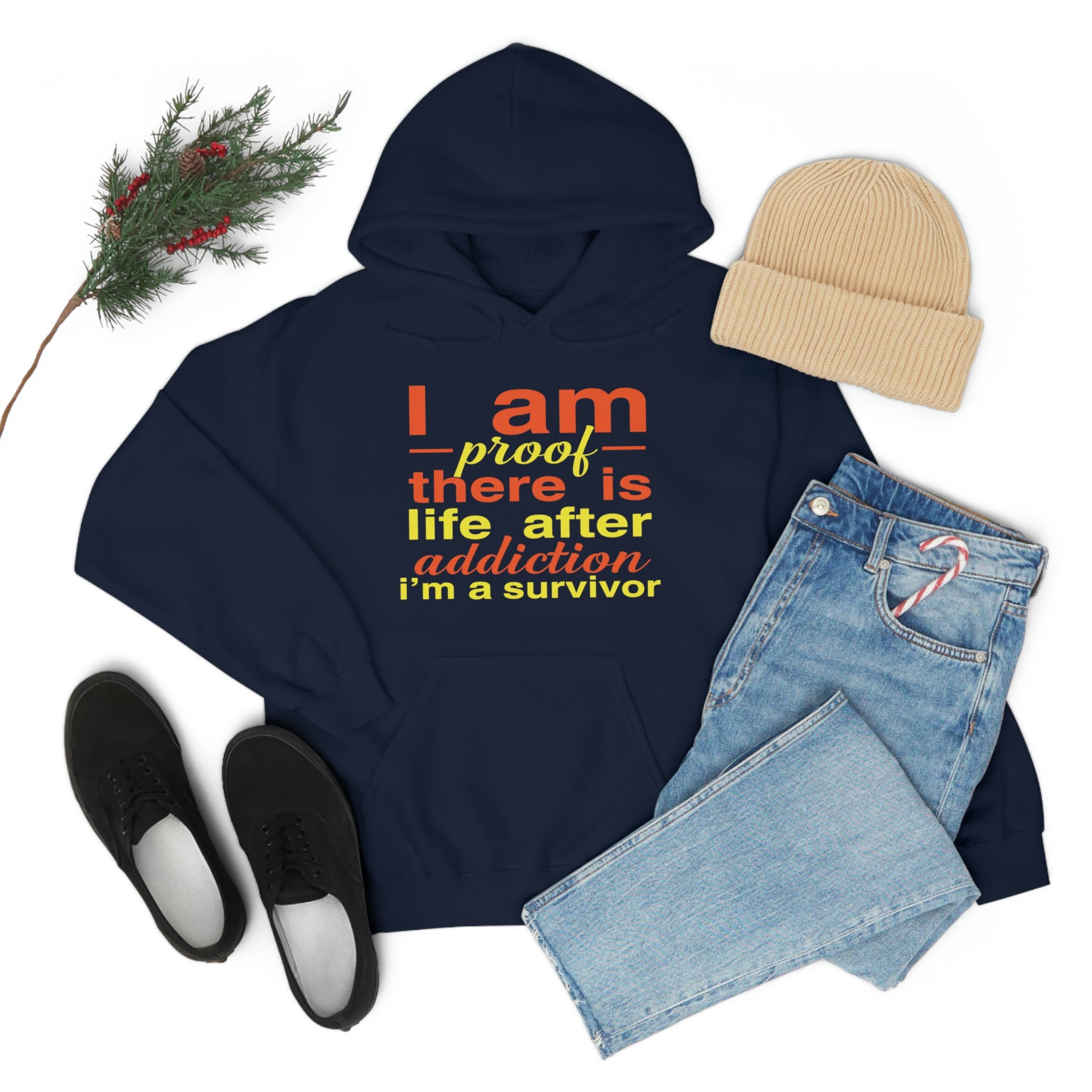 I Am Proof There Is Life After Addiction - Unisex Heavy Blend™ Hooded Sweatshirt