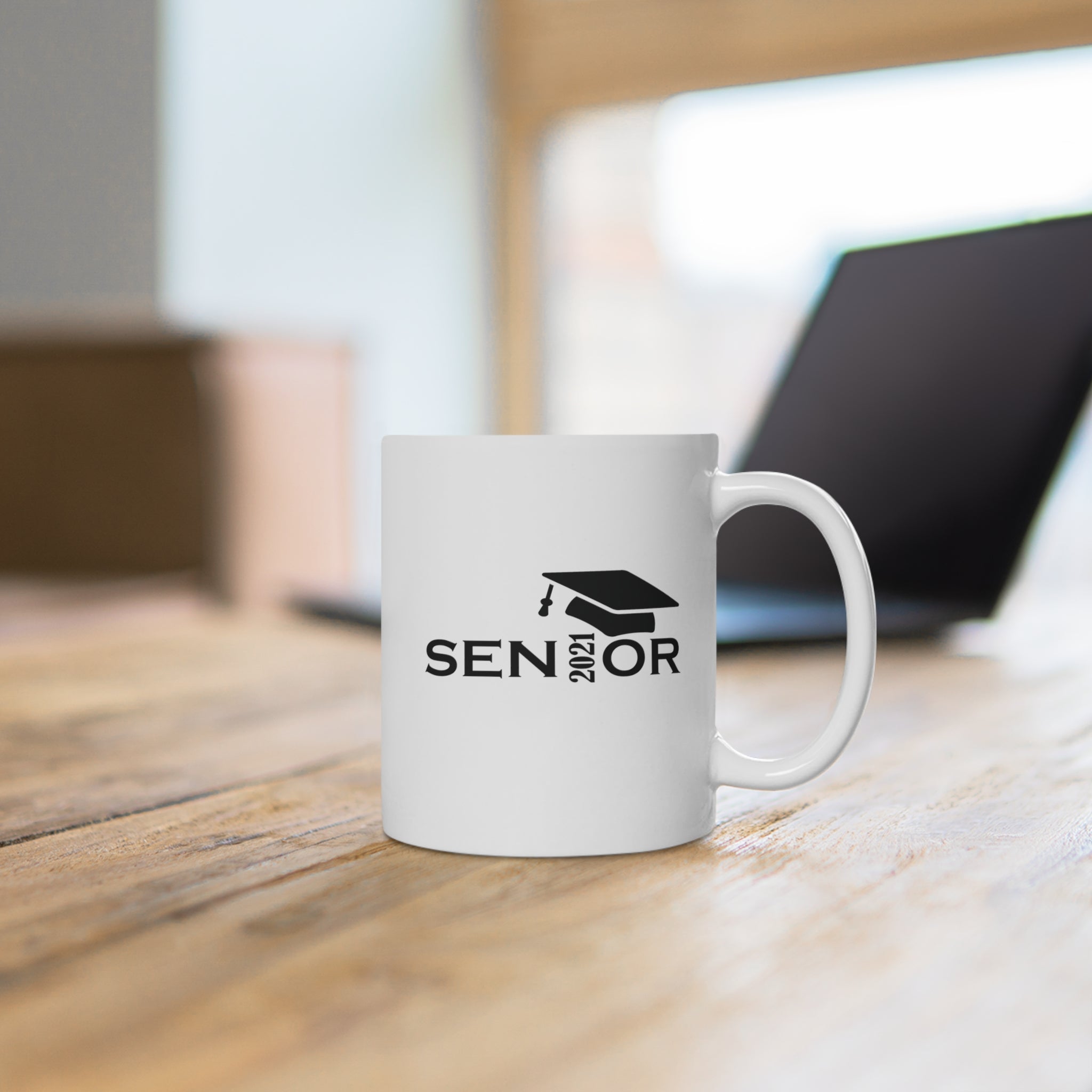 Senior Cap With Class Year Customizable - White Ceramic Mug 2 sizes Available