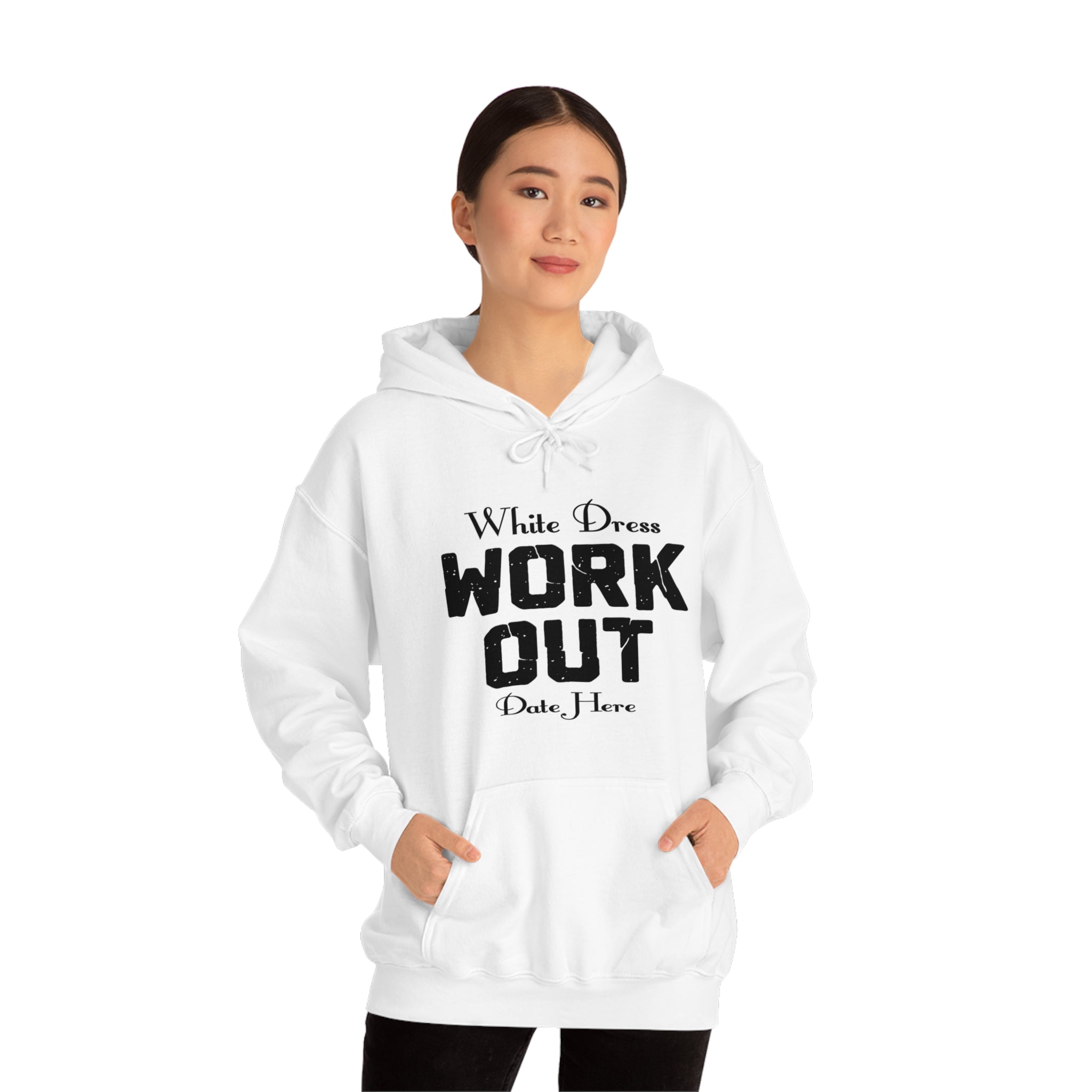 White Dress Work Out Wedding Date Customizable - Unisex Heavy Blend™ Hooded Sweatshirt