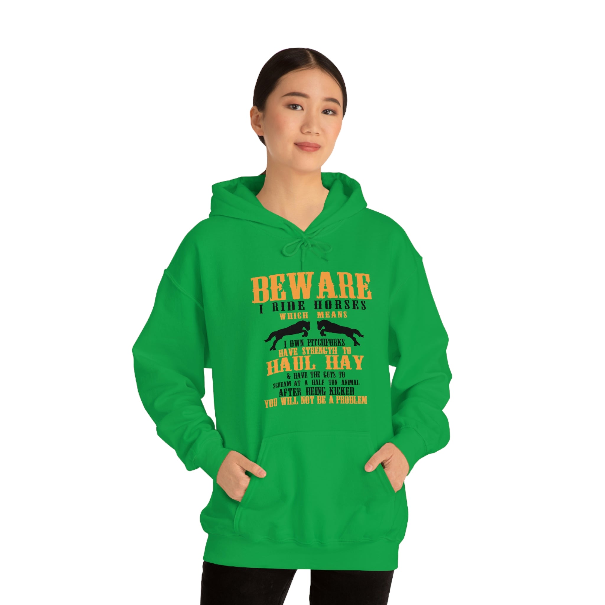 Beware I Ride Horses - Unisex Heavy Blend™ Hooded Sweatshirt