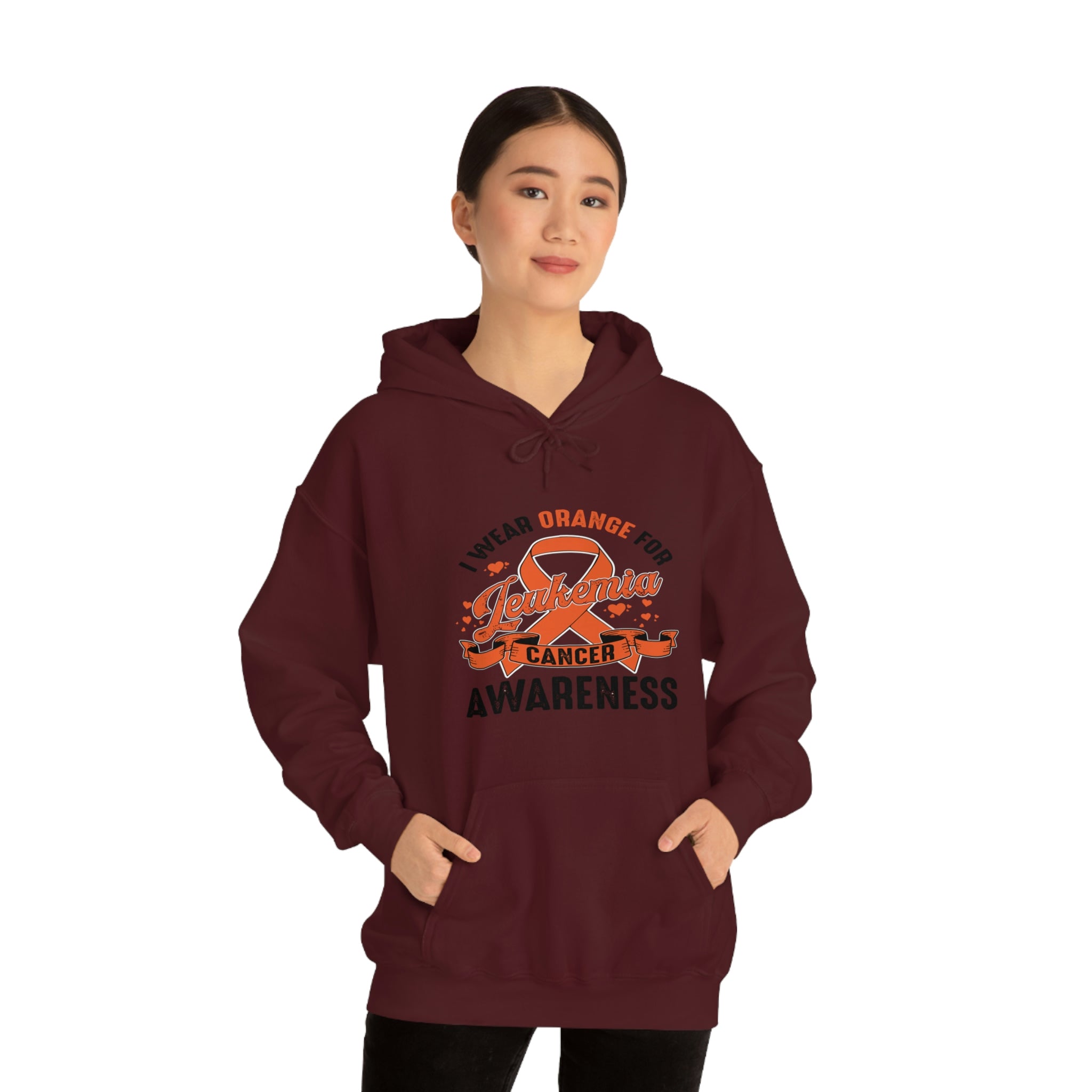 I Wear Orange For Leukemia Cancer Awareness - Unisex Heavy Blend™ Hooded Sweatshirt