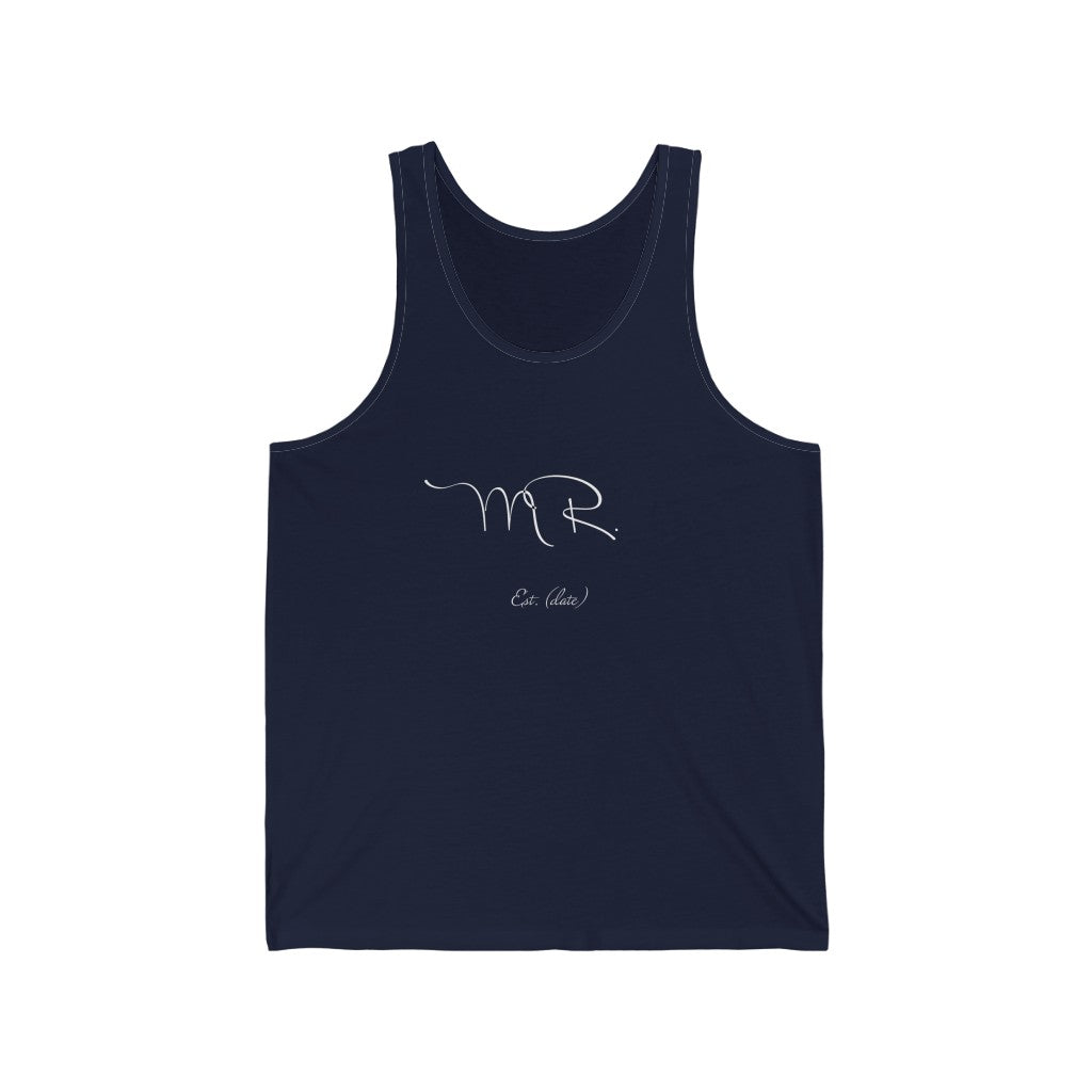 Mr. Established Wedding Date Customizable - Unisex Jersey Tank Top