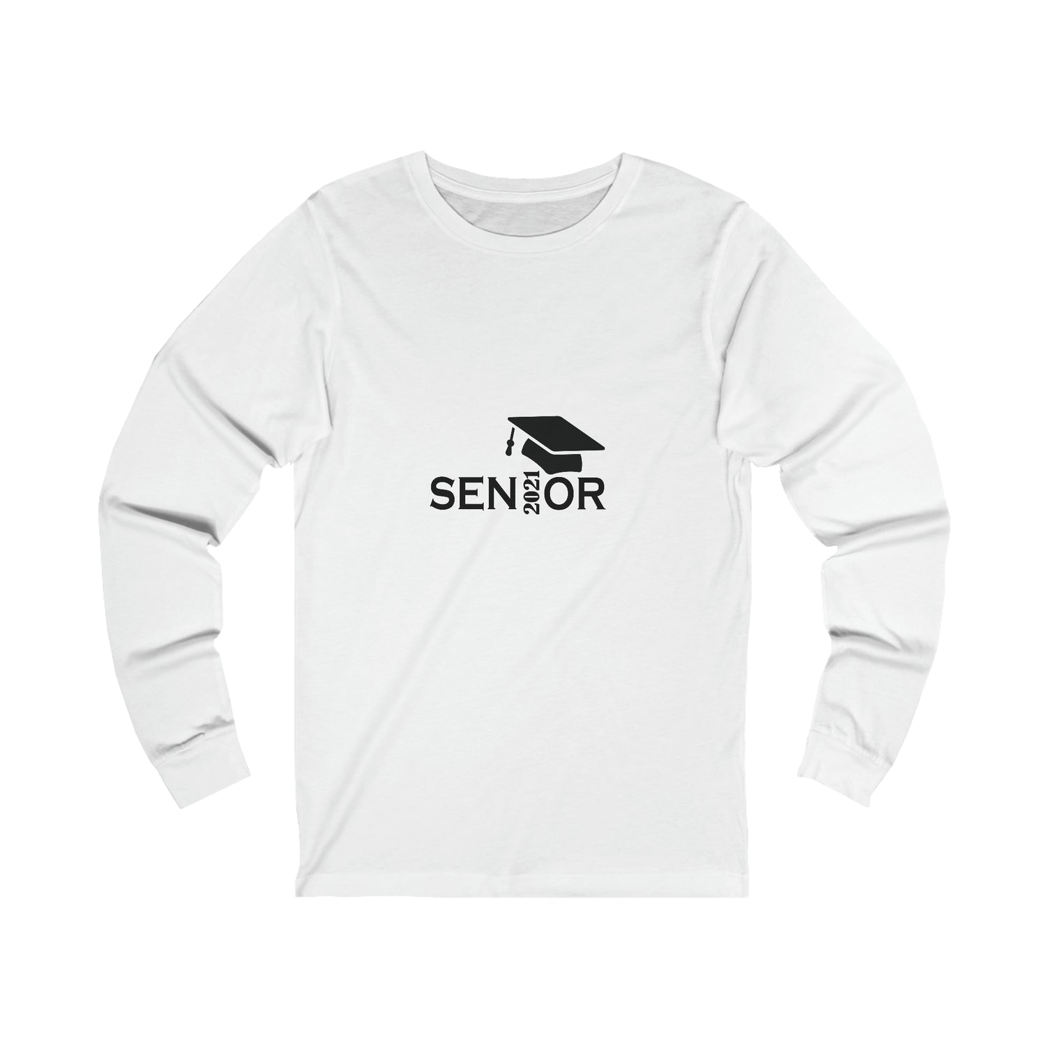 Senior Cap With Class Year Customizable - Unisex Jersey Long Sleeve Tee