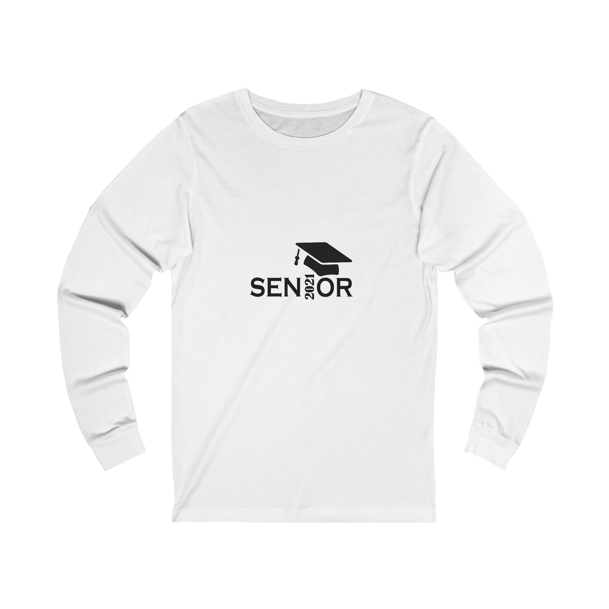 Senior Cap With Class Year Customizable - Unisex Jersey Long Sleeve Tee