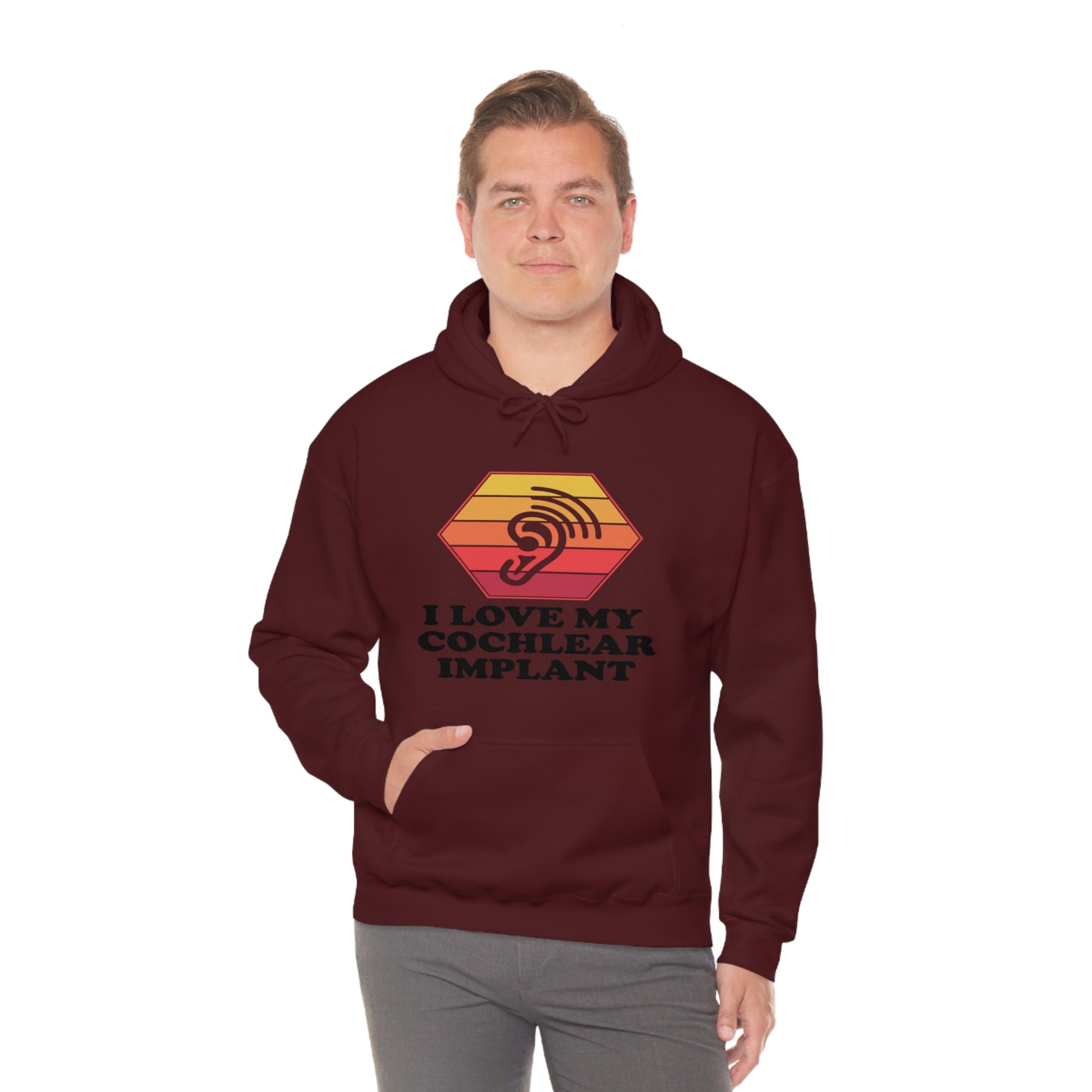 I Love My Cochlear Implant - Unisex Heavy Blend™ Hooded Sweatshirt