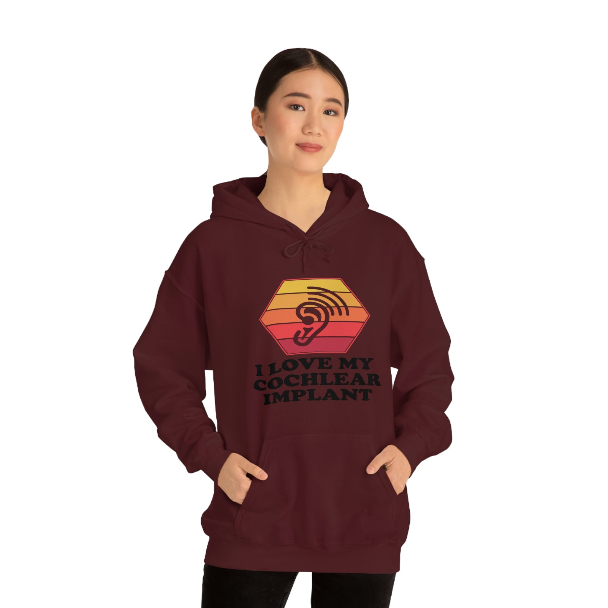 I Love My Cochlear Implant - Unisex Heavy Blend™ Hooded Sweatshirt