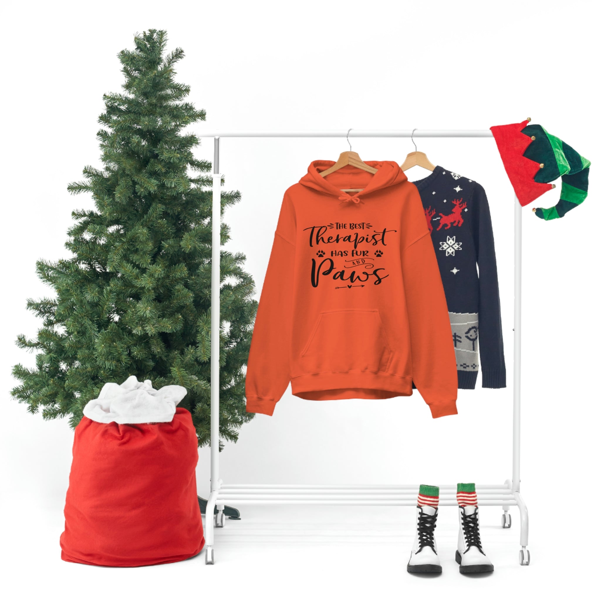 The Best Therapist Has Fur & Paws - Unisex Heavy Blend™ Hooded Sweatshirt