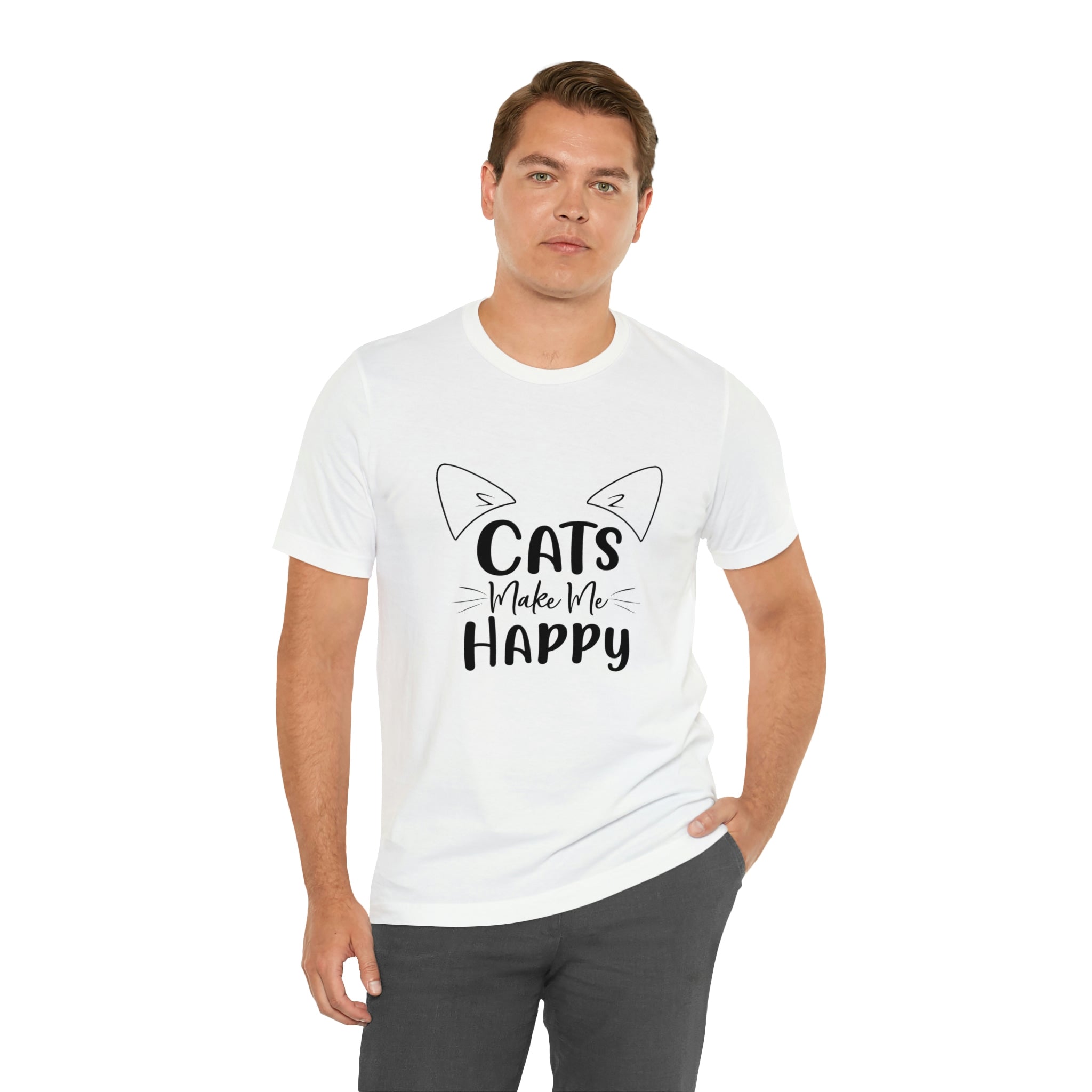 Cats Make Me Happy - Unisex Jersey Short Sleeve Tee