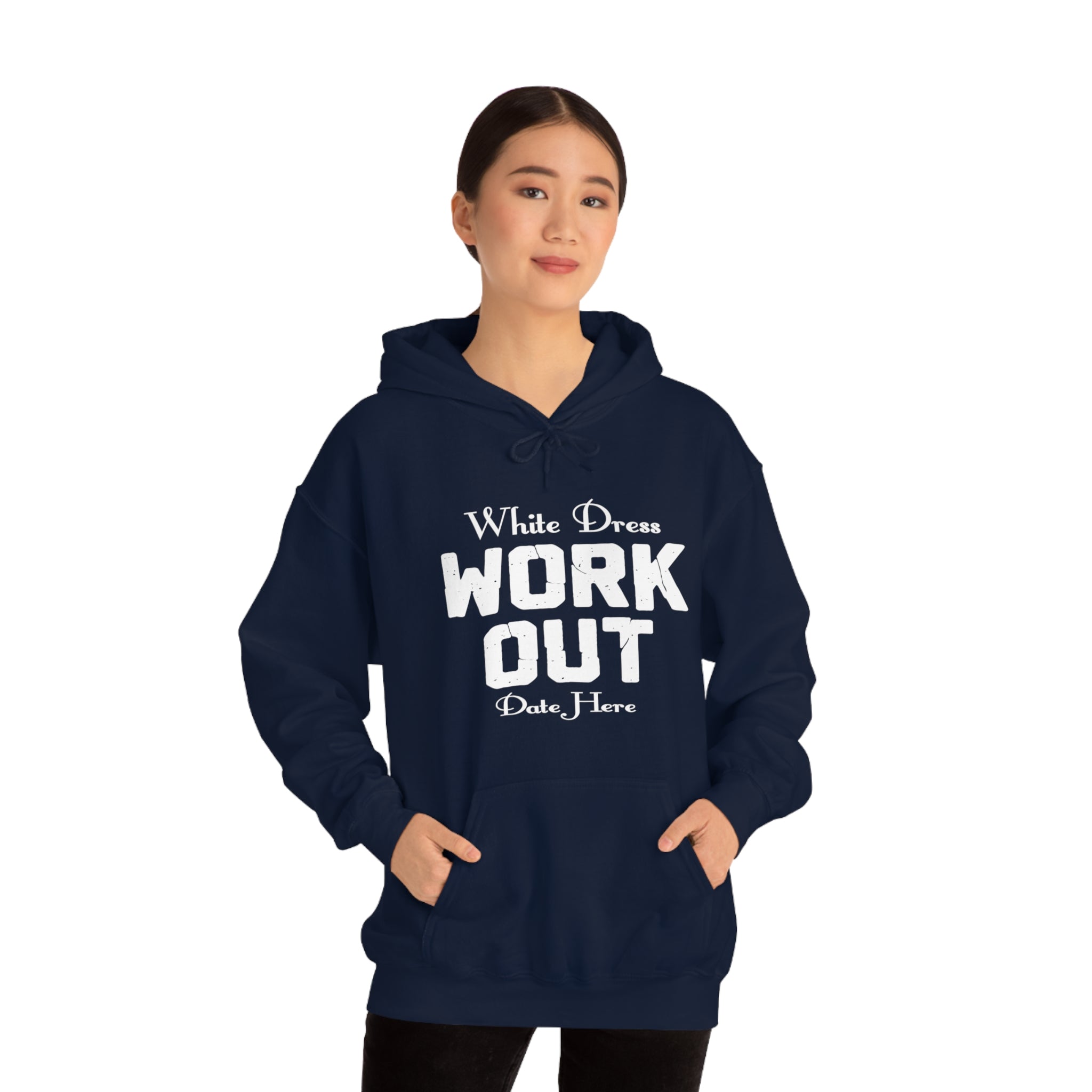 White Dress Work Out Wedding Date Customizable - Unisex Heavy Blend™ Hooded Sweatshirt