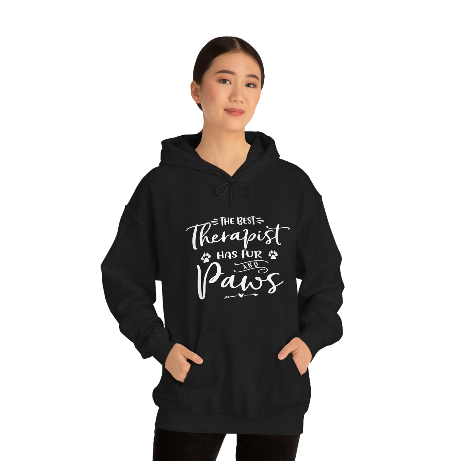 The Best Therapist Has Fur & Paws - Unisex Heavy Blend™ Hooded Sweatshirt