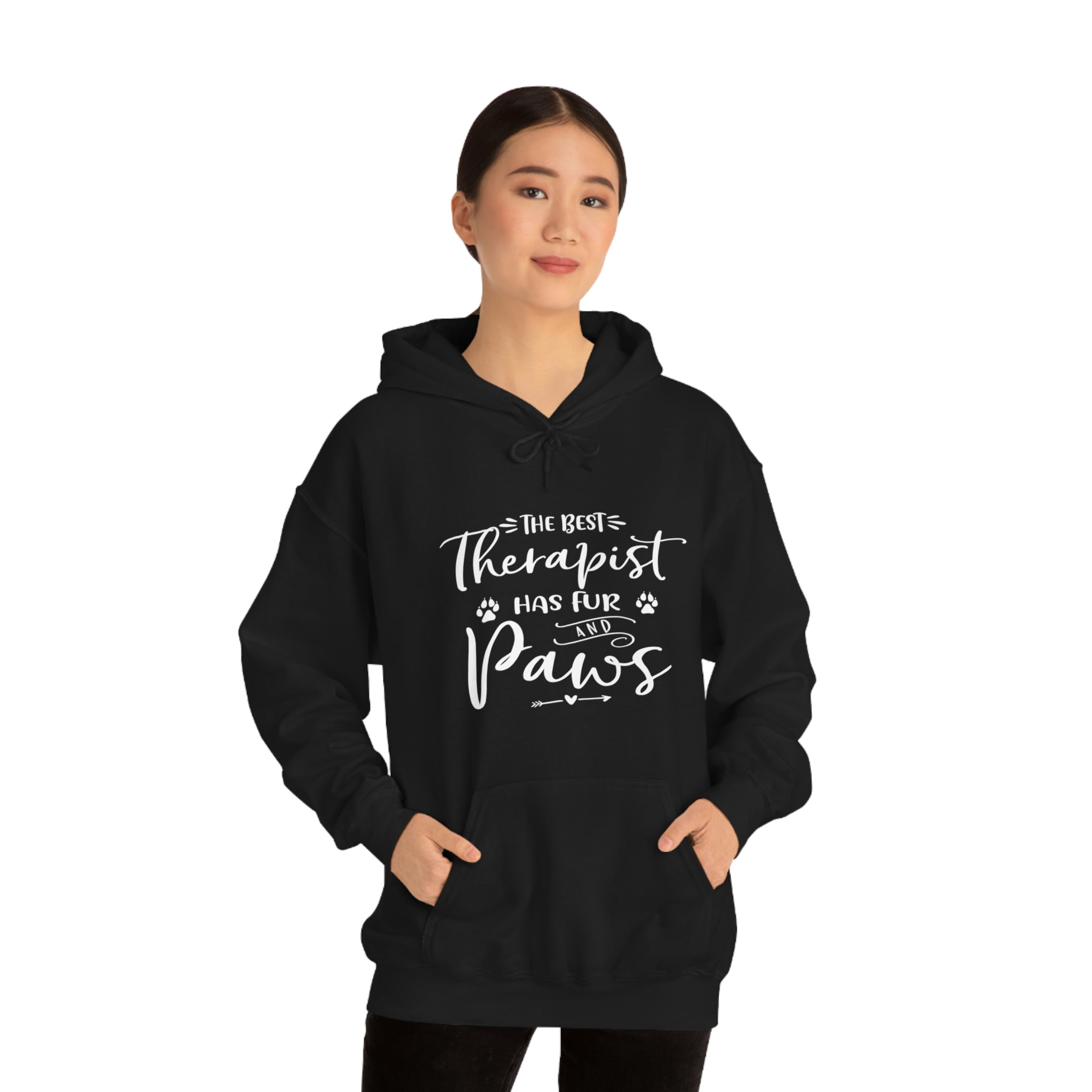 The Best Therapist Has Fur & Paws - Unisex Heavy Blend™ Hooded Sweatshirt