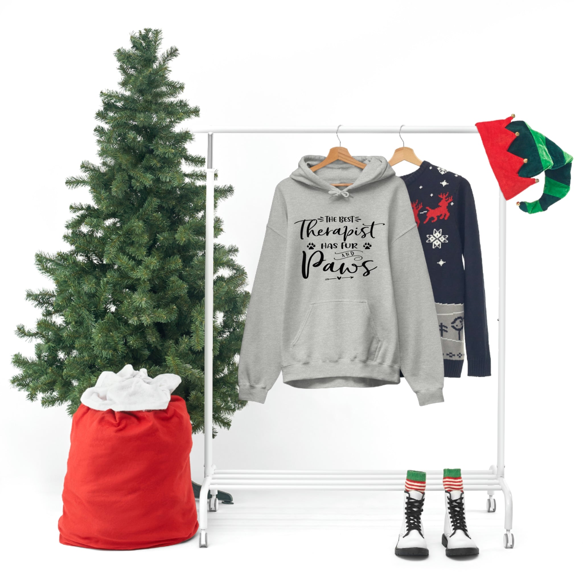 The Best Therapist Has Fur & Paws - Unisex Heavy Blend™ Hooded Sweatshirt