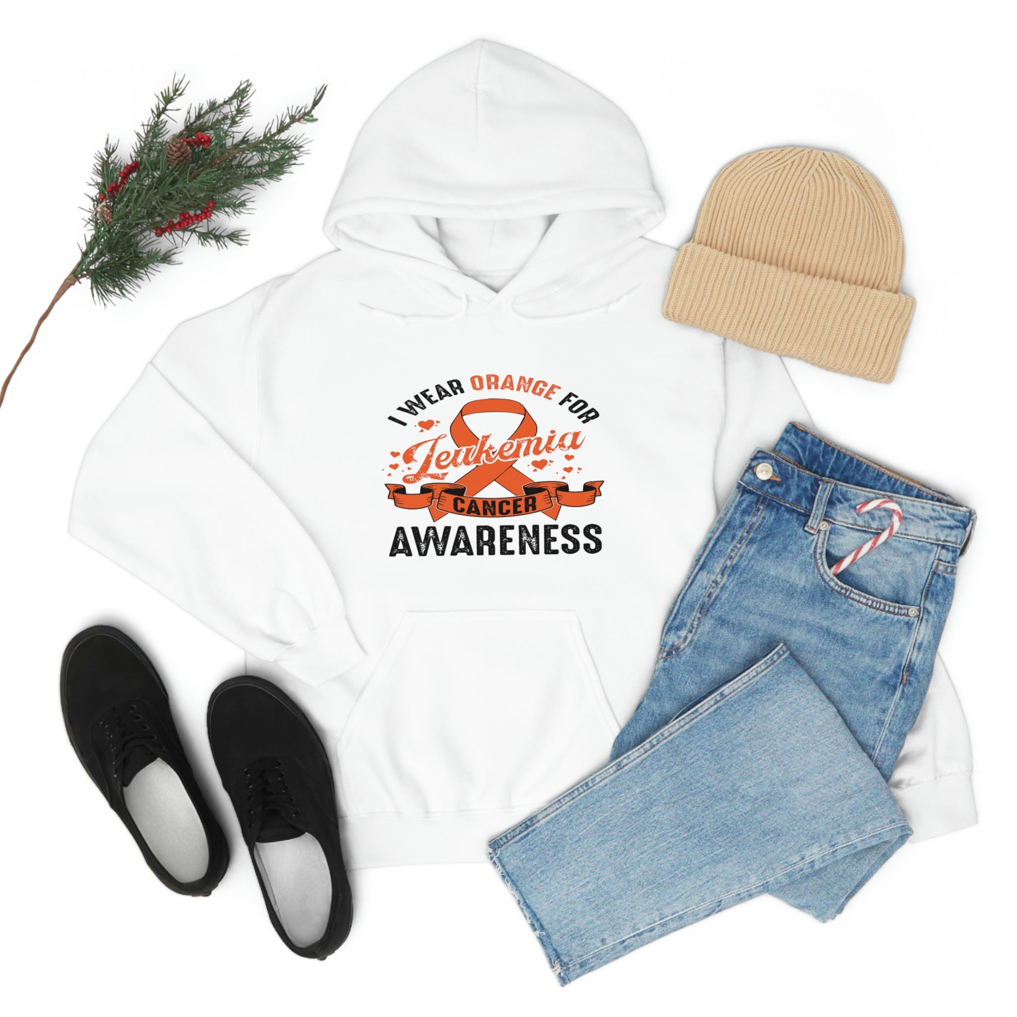 I Wear Orange For Leukemia Cancer Awareness - Unisex Heavy Blend™ Hooded Sweatshirt