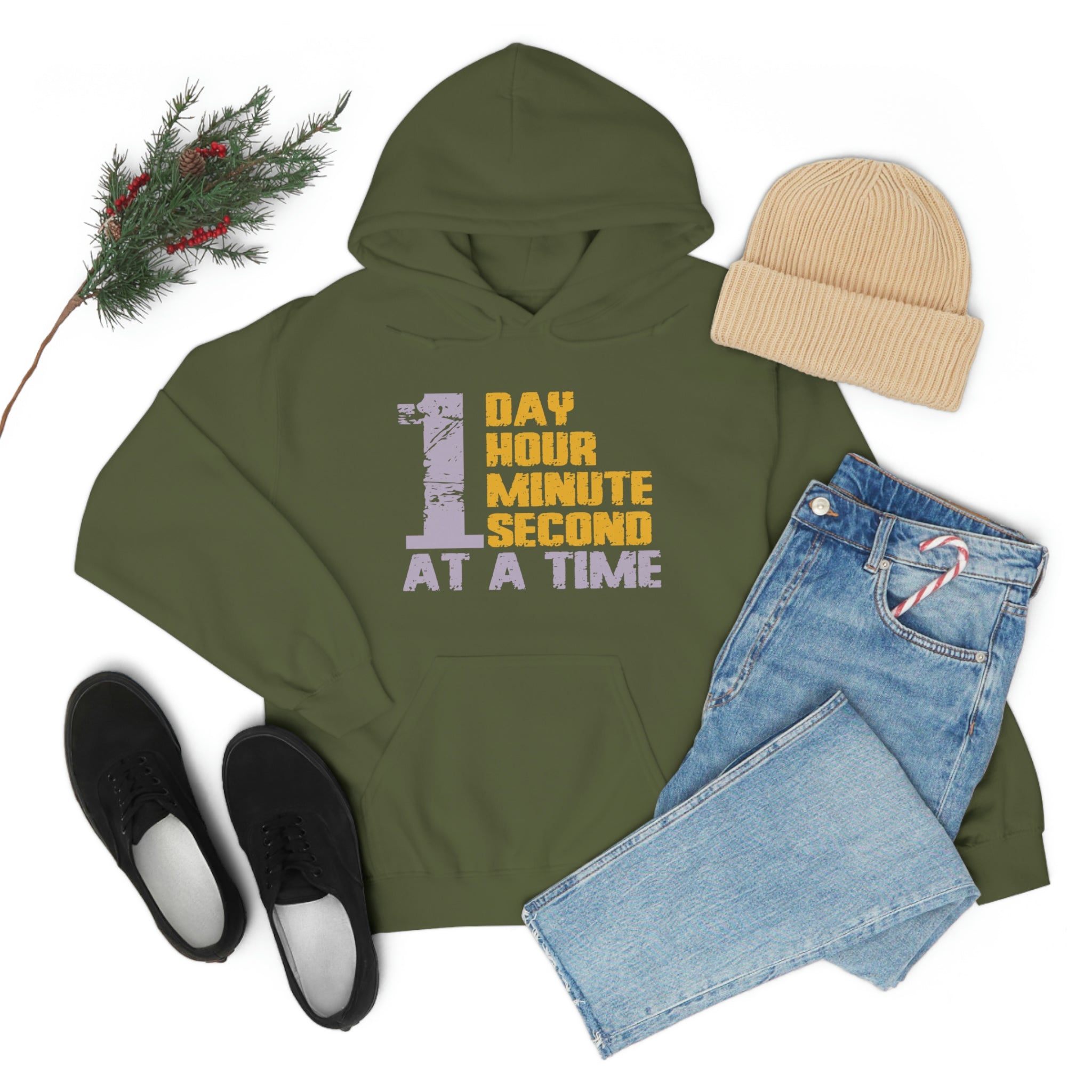 1 Day Hour Minute Second At A Time - Unisex Heavy Blend™ Hooded Sweatshirt