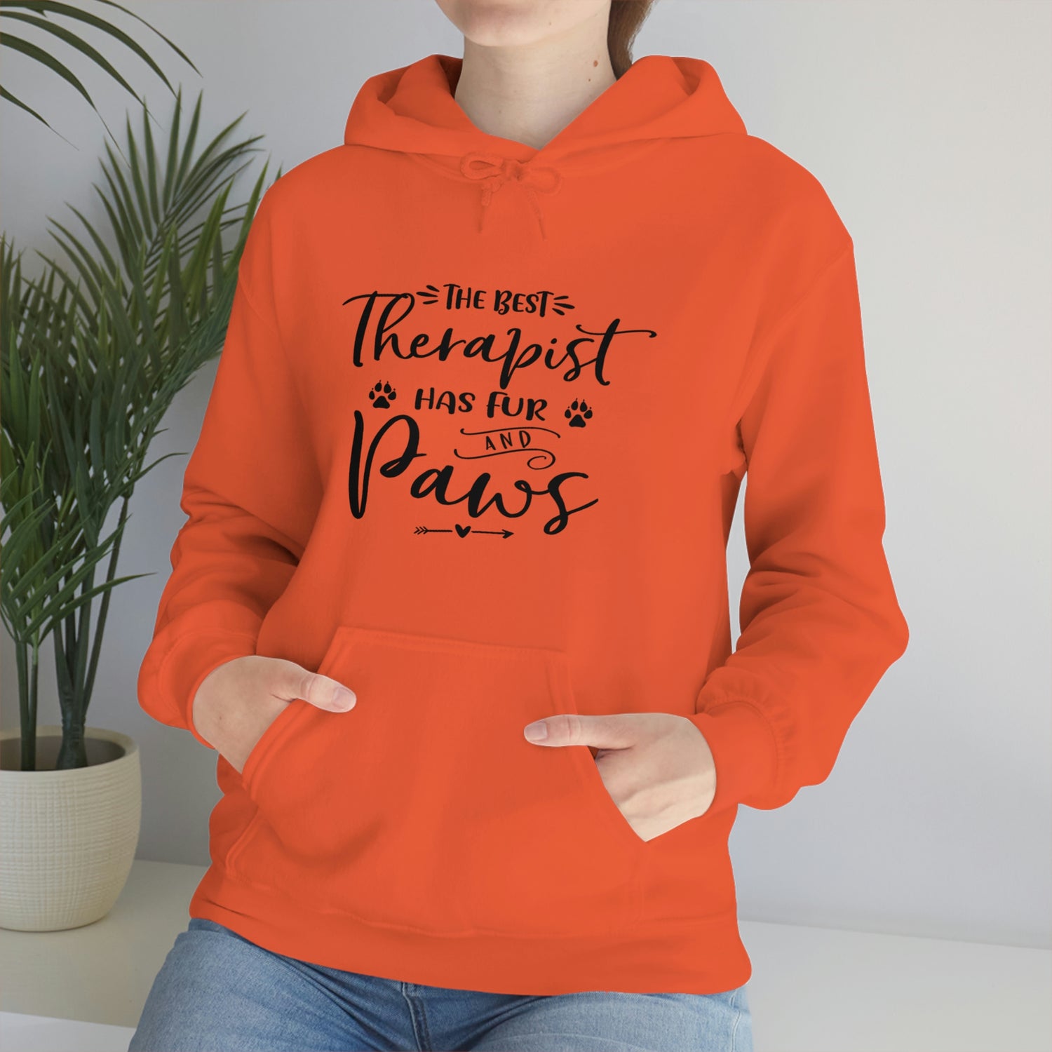 The Best Therapist Has Fur & Paws - Unisex Heavy Blend™ Hooded Sweatshirt