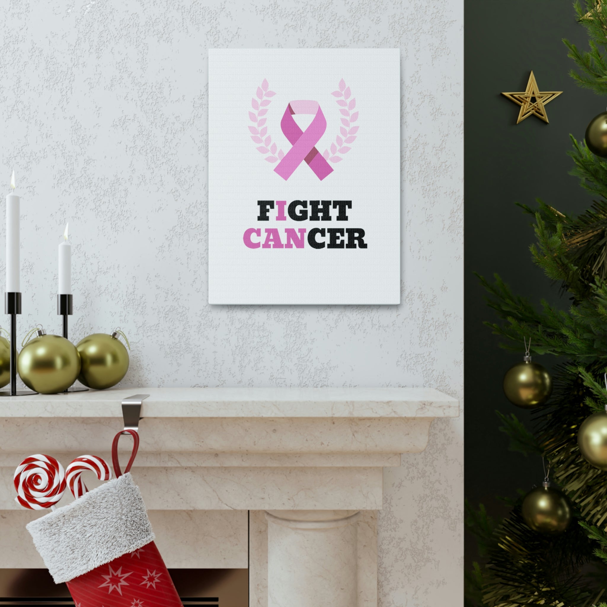Fight Cancer I Can - White Canvass Print