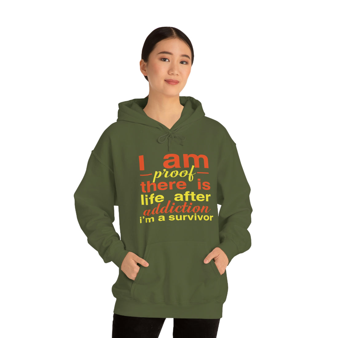 I Am Proof There Is Life After Addiction - Unisex Heavy Blend™ Hooded Sweatshirt