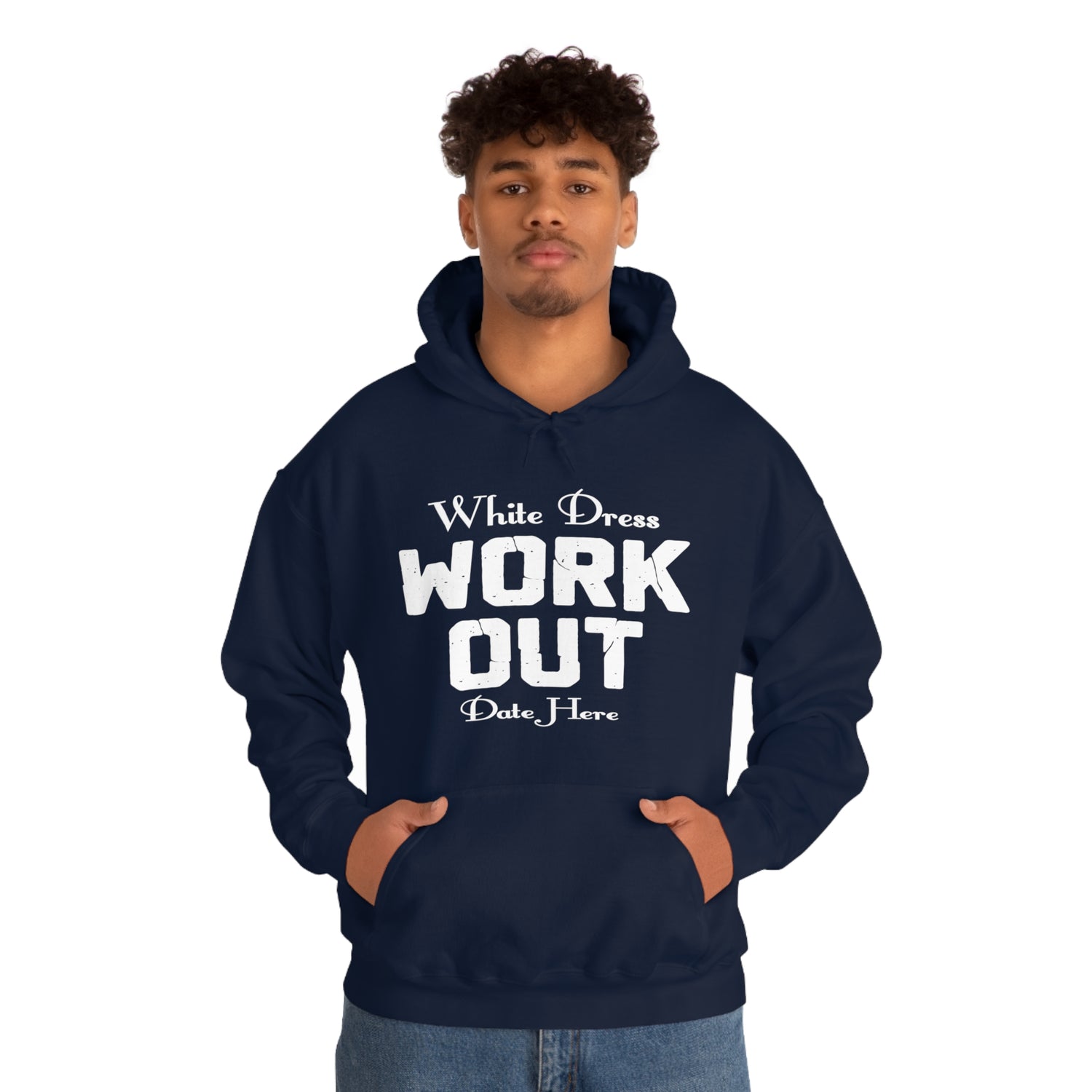White Dress Work Out Wedding Date Customizable - Unisex Heavy Blend™ Hooded Sweatshirt