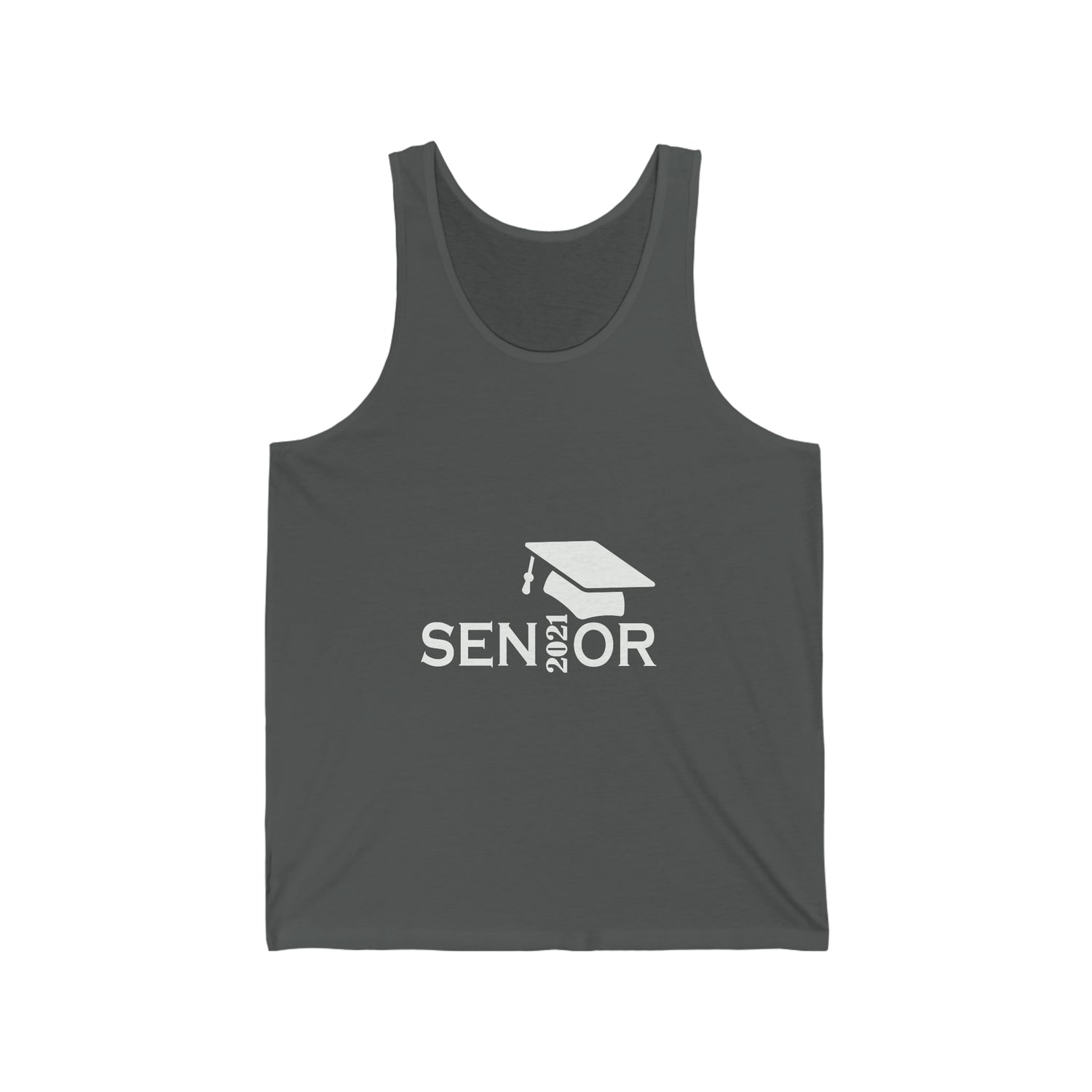 Senior Cap With Class Year Customizable - Unisex Jersey Tank Top