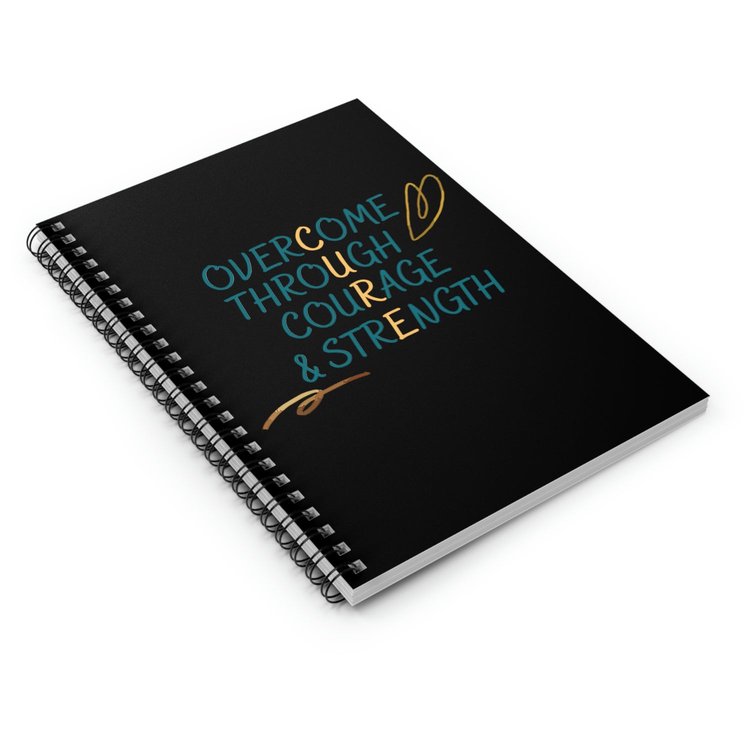 Overcome Through Courage and Strength - Spiral Notebook - Ruled Line
