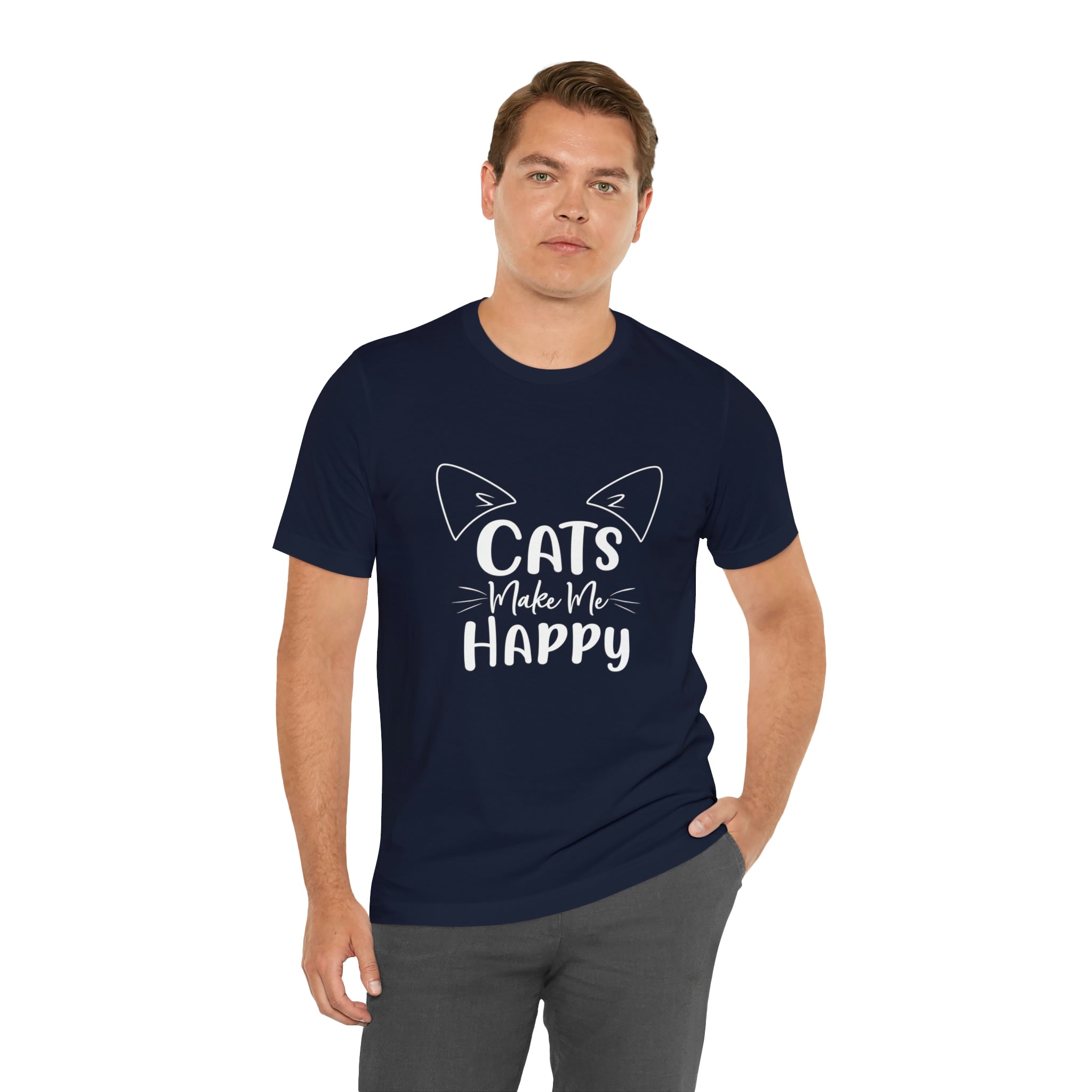 Cats Make Me Happy - Unisex Jersey Short Sleeve Tee