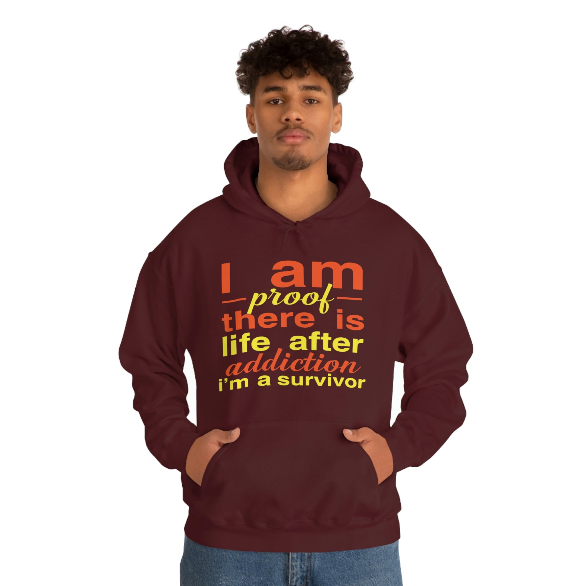 I Am Proof There Is Life After Addiction - Unisex Heavy Blend™ Hooded Sweatshirt