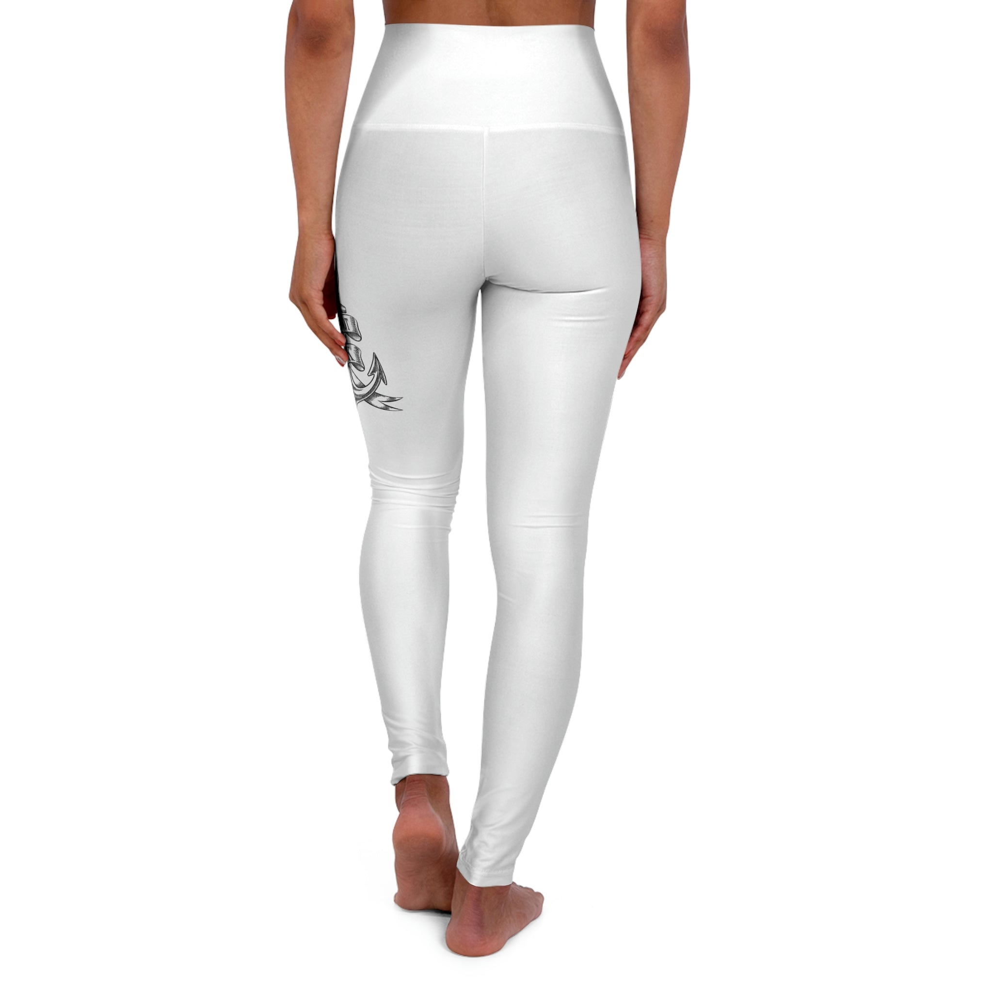 I Will Not Sink - White High Waisted Yoga Leggings