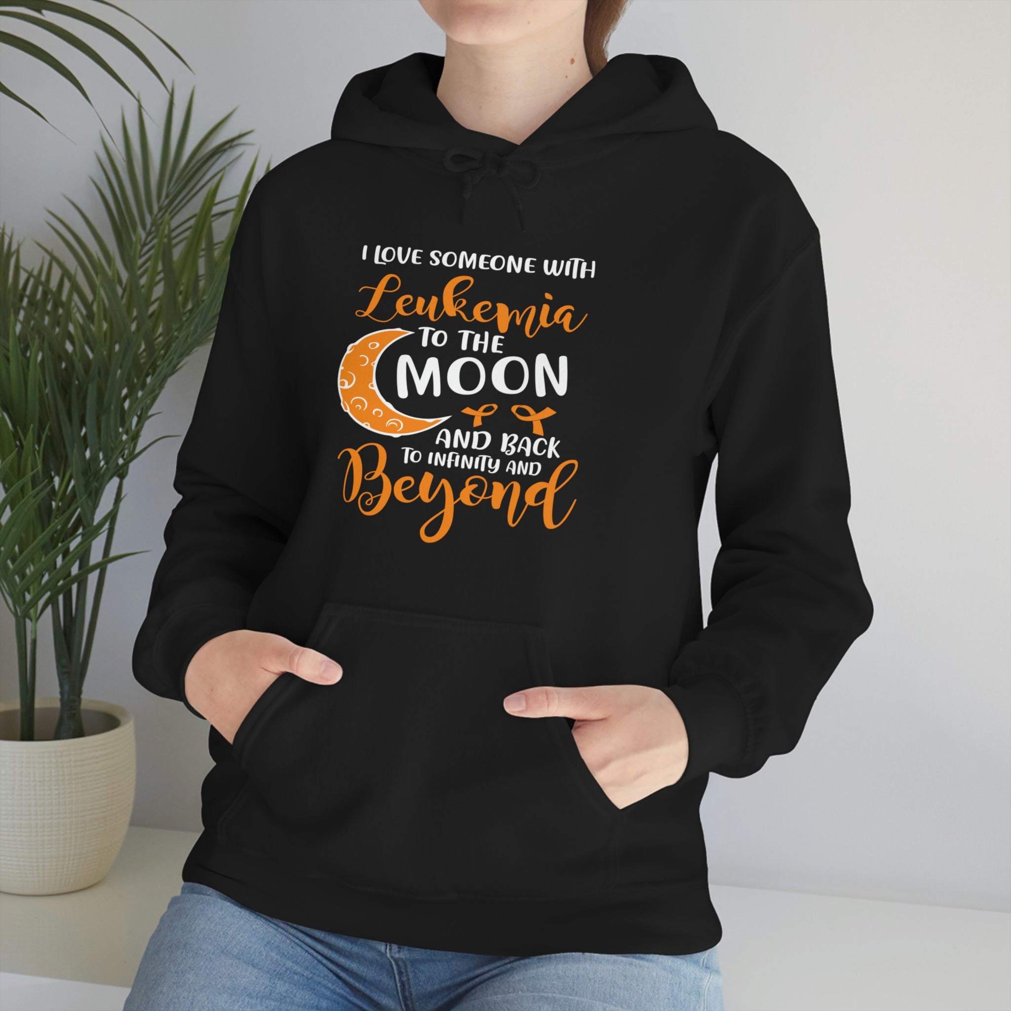 I Love Someone With Leukemia To The Moon And Back - Unisex Heavy Blend™ Hooded Sweatshirt