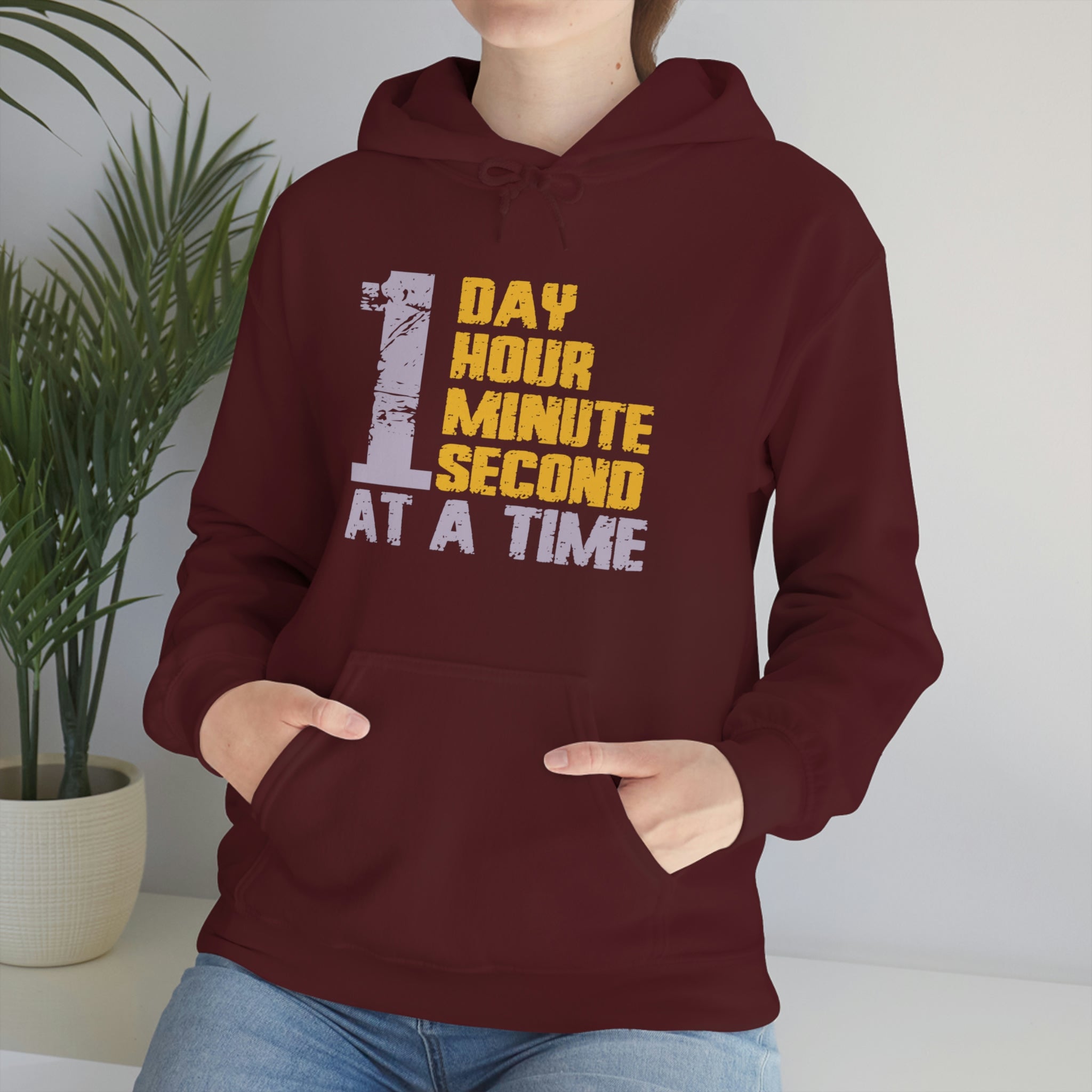 1 Day Hour Minute Second At A Time - Unisex Heavy Blend™ Hooded Sweatshirt