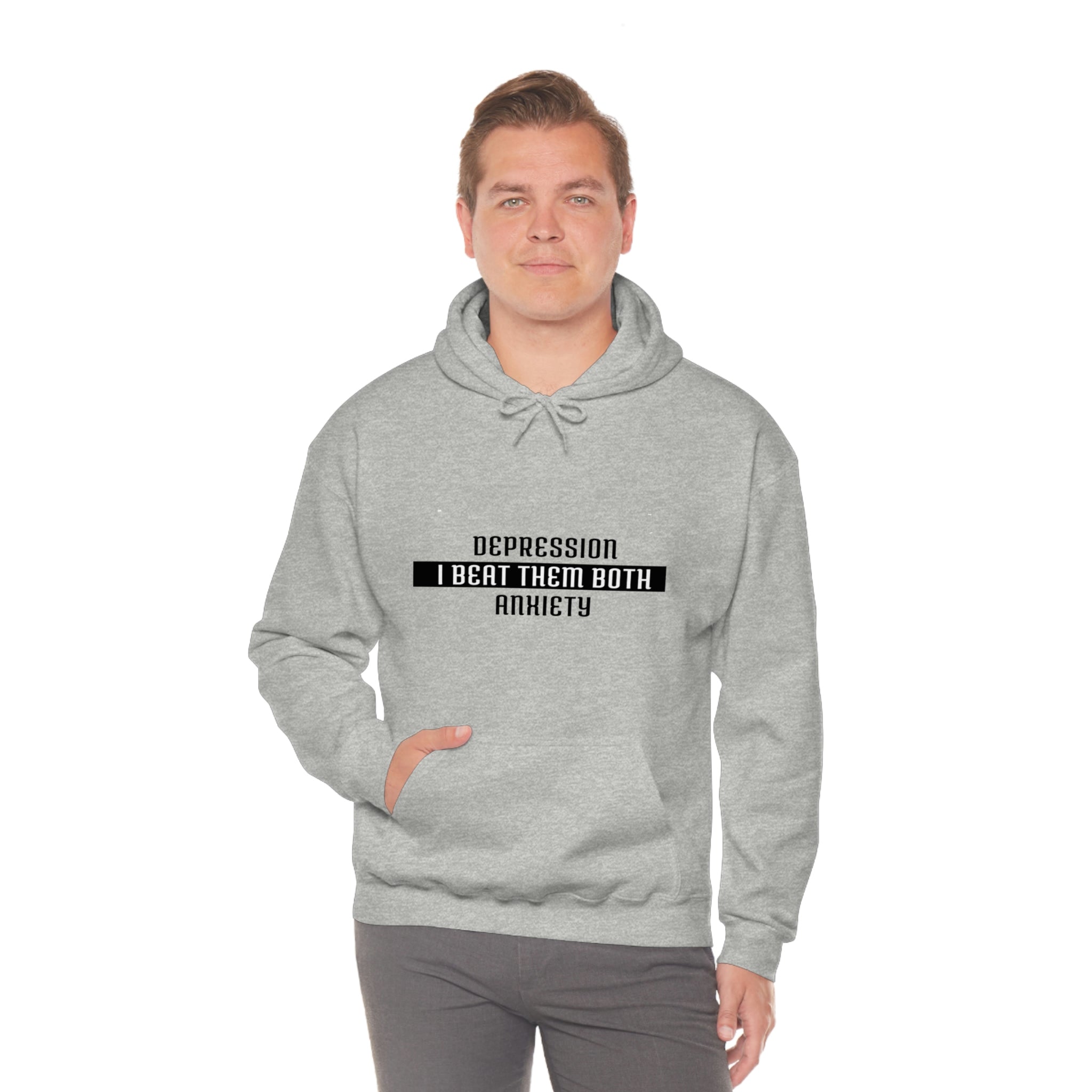 Depression & Anxiety I Beat Them Both - Unisex Heavy Blend™ Hooded Sweatshirt