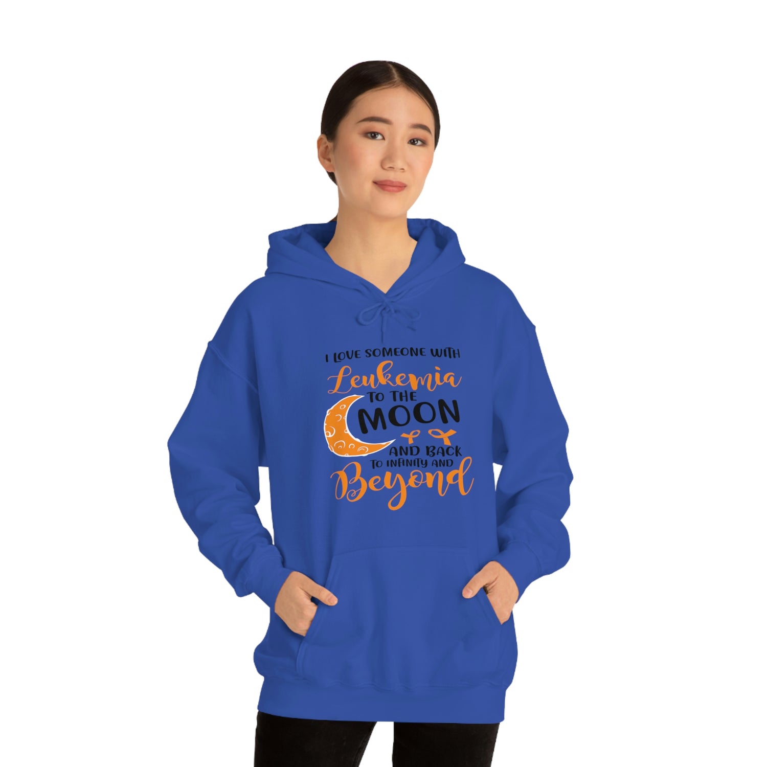 I Love Someone With Leukemia To The Moon And Back - Unisex Heavy Blend™ Hooded Sweatshirt