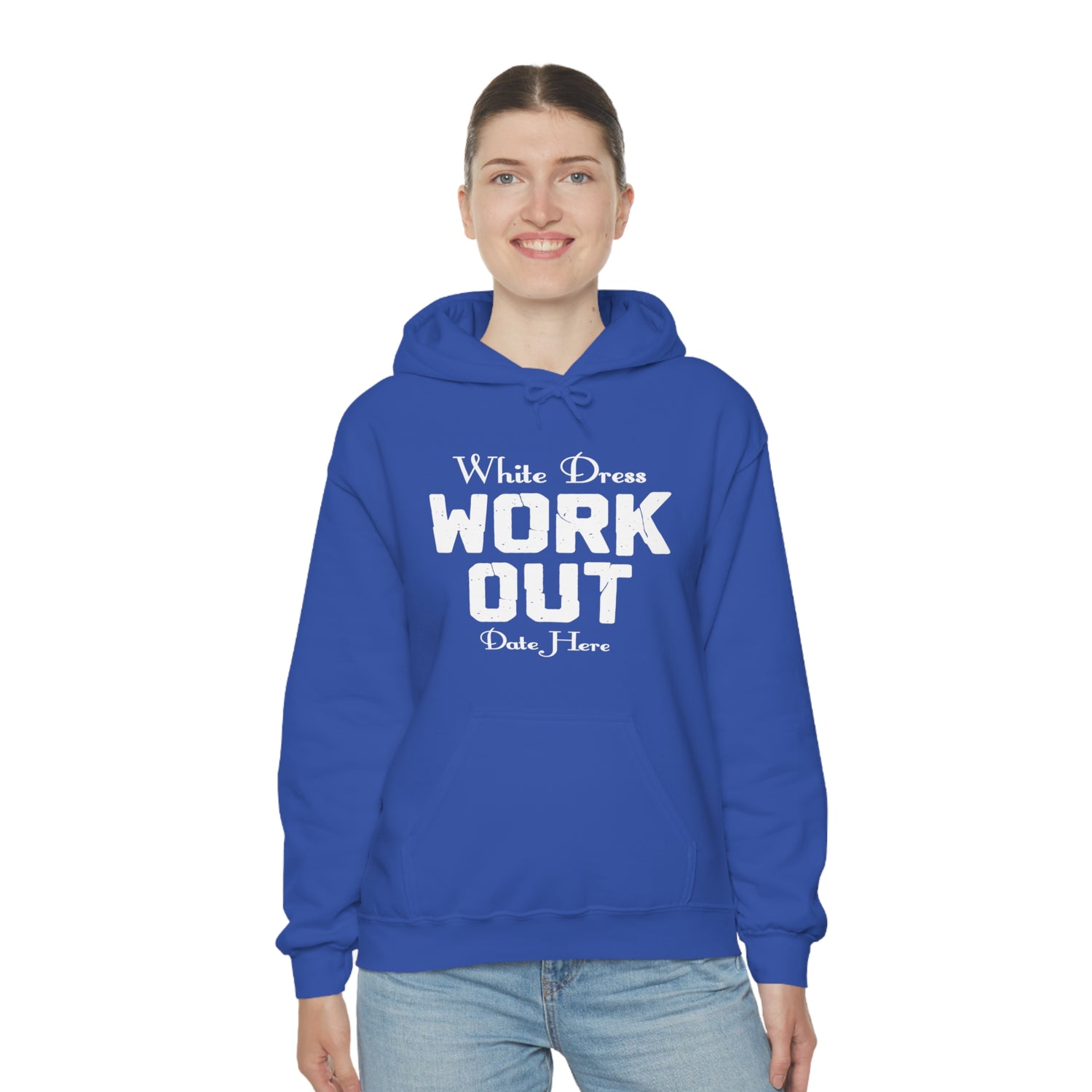 White Dress Work Out Wedding Date Customizable - Unisex Heavy Blend™ Hooded Sweatshirt
